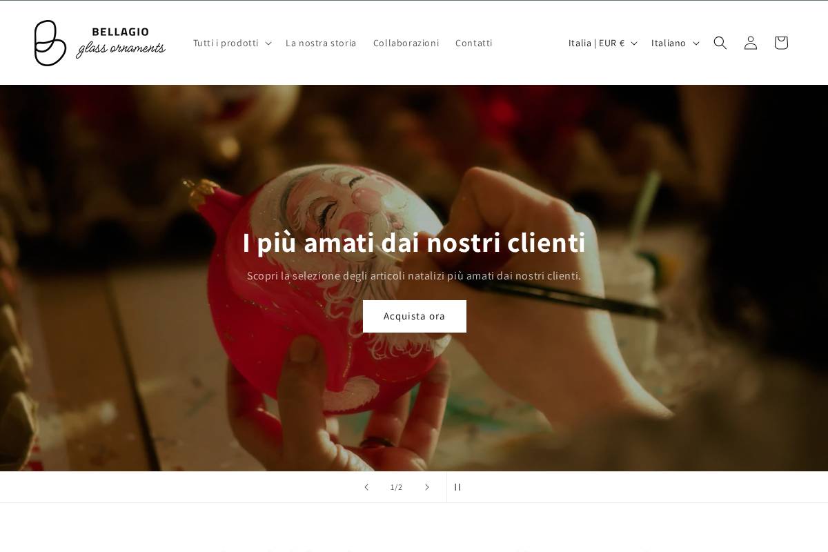 Bellagio Glass Ornaments homepage screenshot