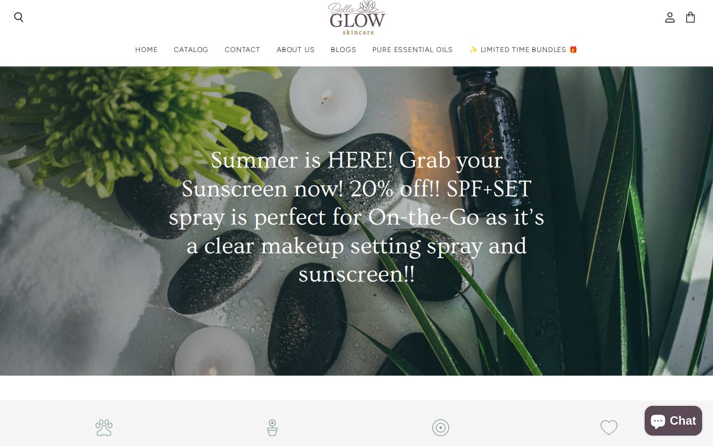bellaglowskincare.com homepage screenshot