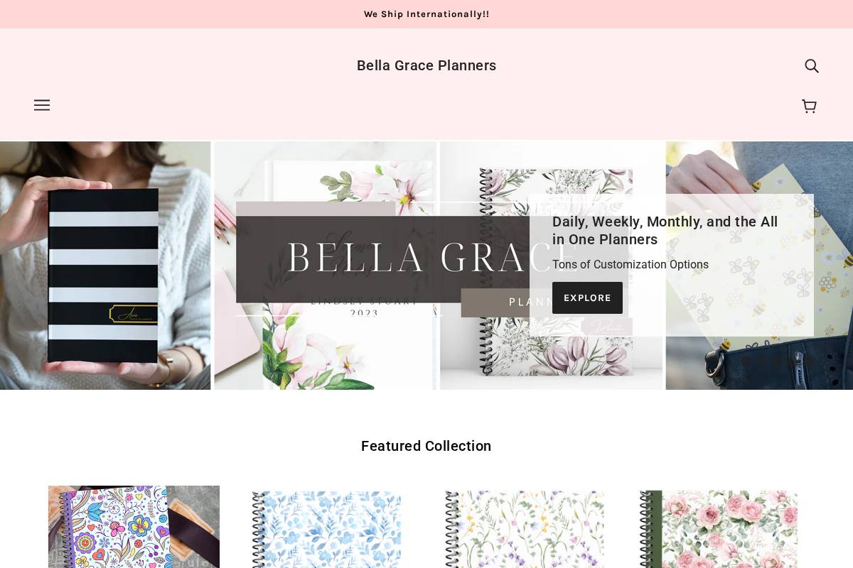 bellagraceplanners.com homepage screenshot
