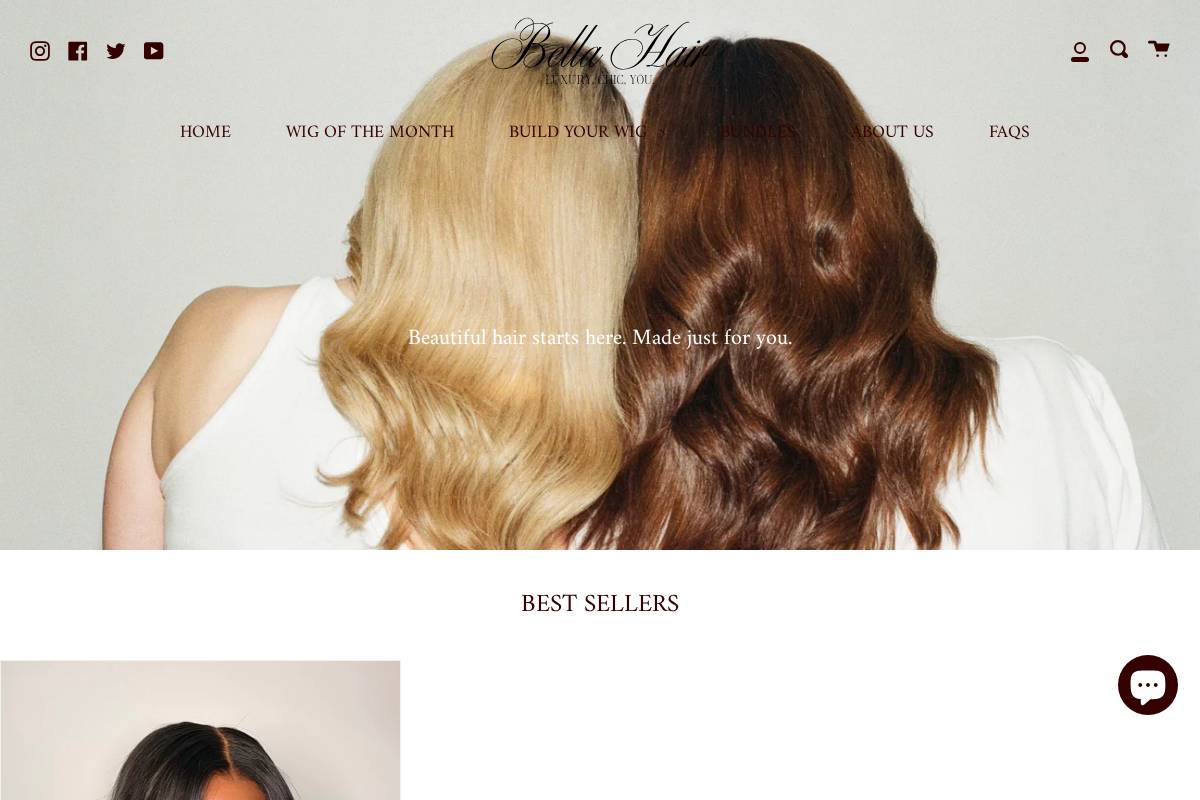 bellahair.ca homepage screenshot
