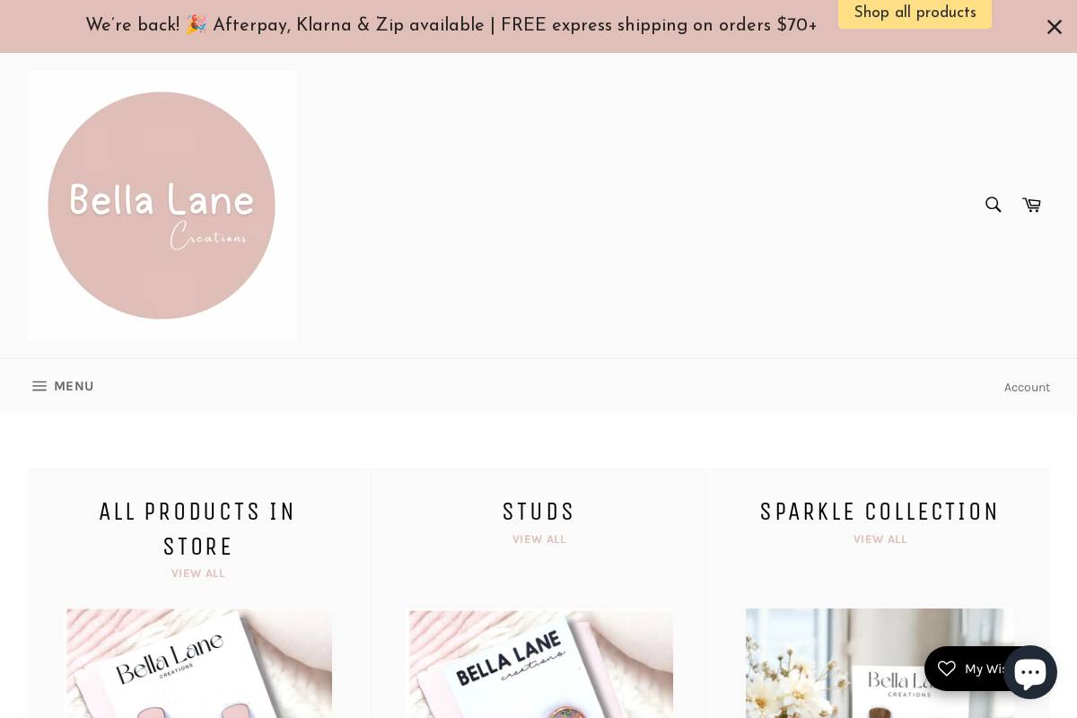 bellalanecreations.com homepage screenshot