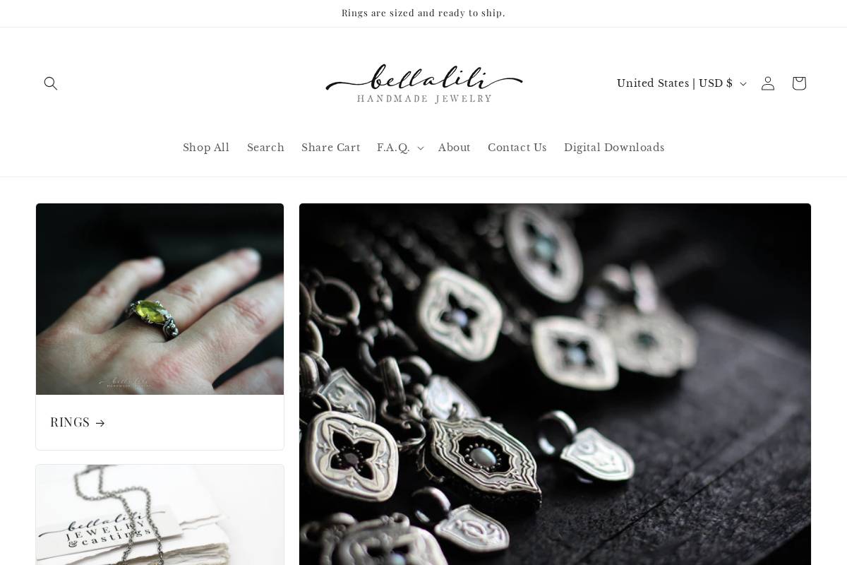 bellalili.com homepage screenshot