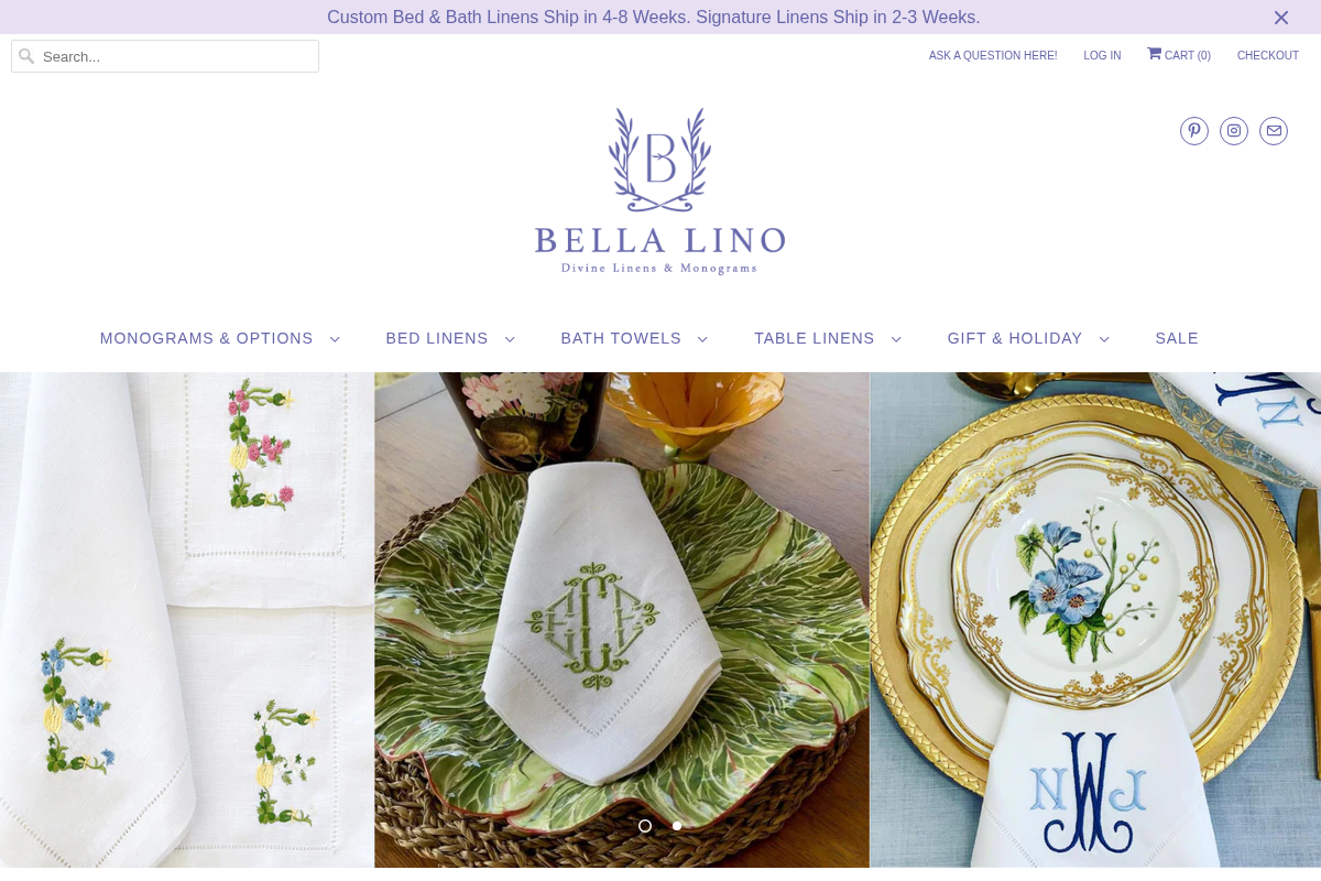 bellalinolinens.com homepage screenshot