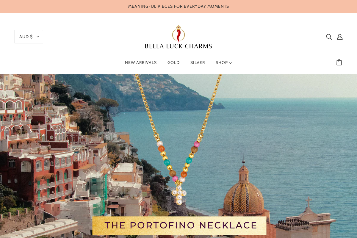 Bella Luck Charms homepage screenshot