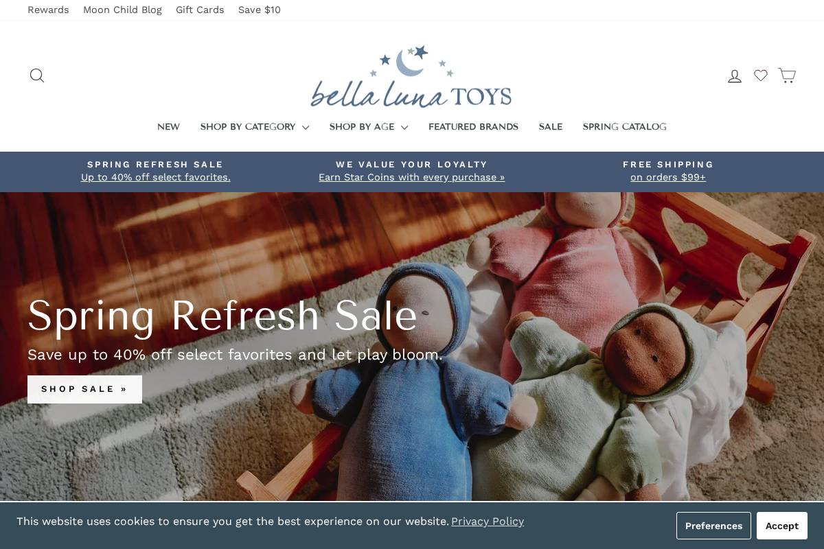 Bella Luna Toys homepage screenshot