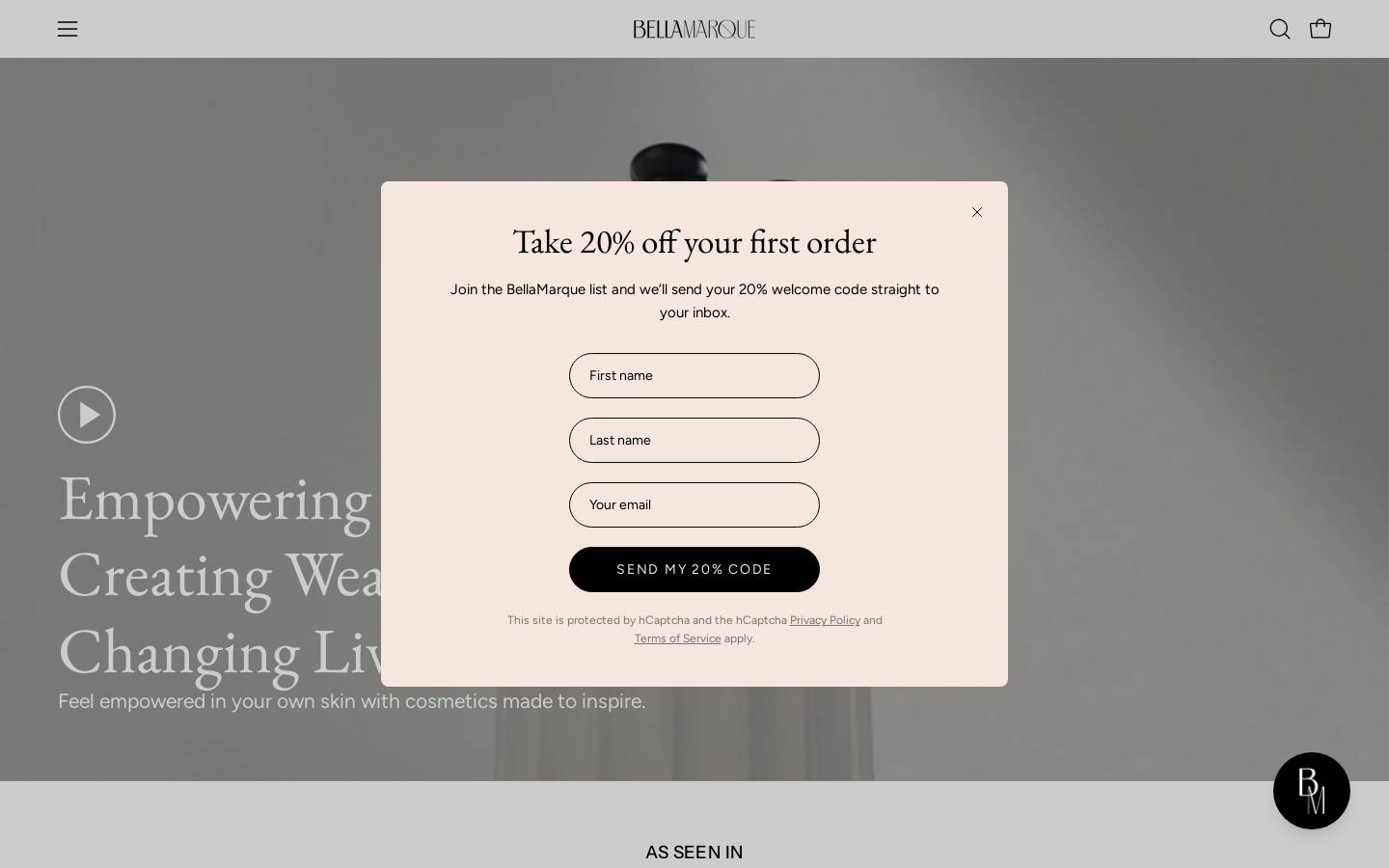 bellamarquecosmetics.com homepage screenshot