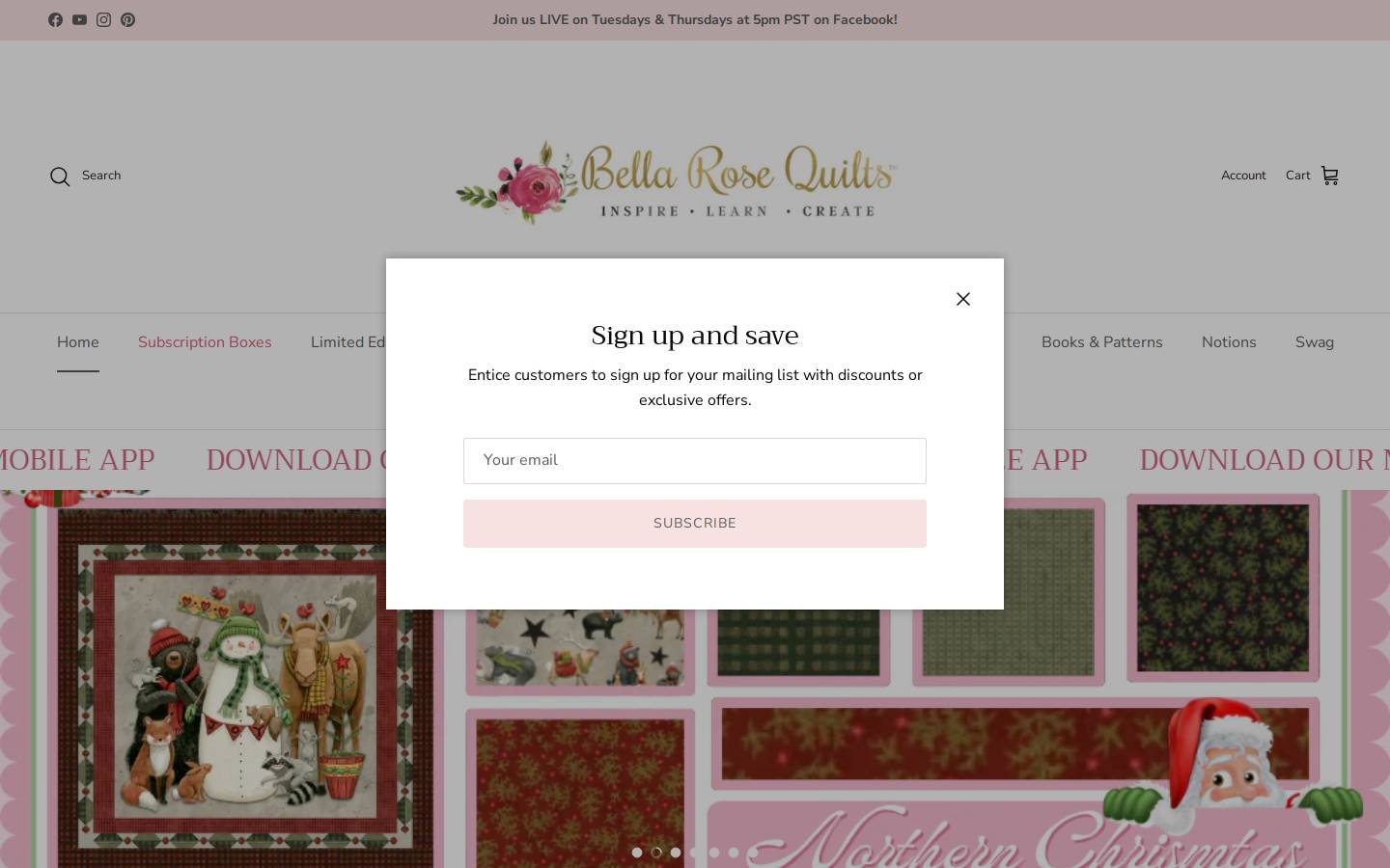 bellarosequilts.com homepage screenshot