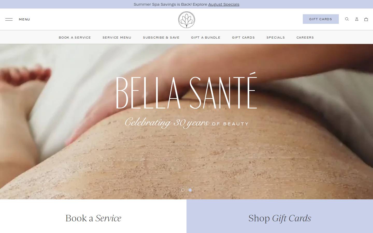 bellasante.com homepage screenshot