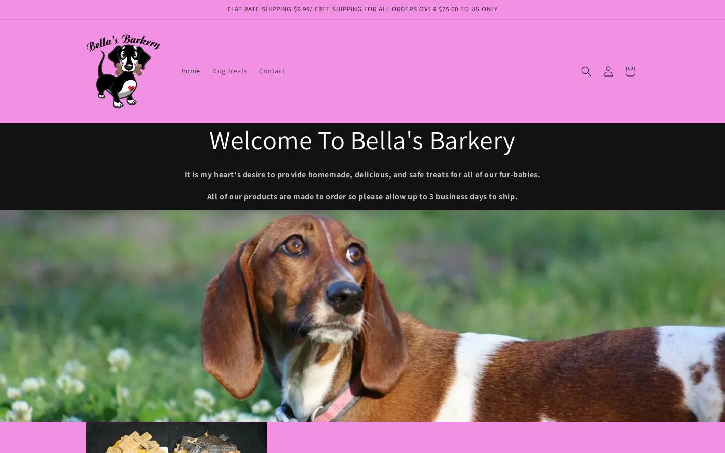 bellasbarkery.com homepage screenshot