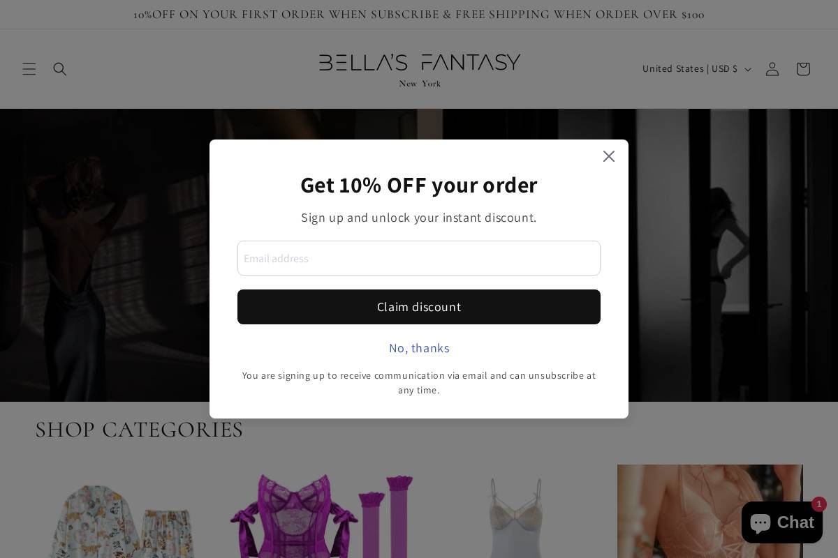 bellasfantasynyc.com homepage screenshot