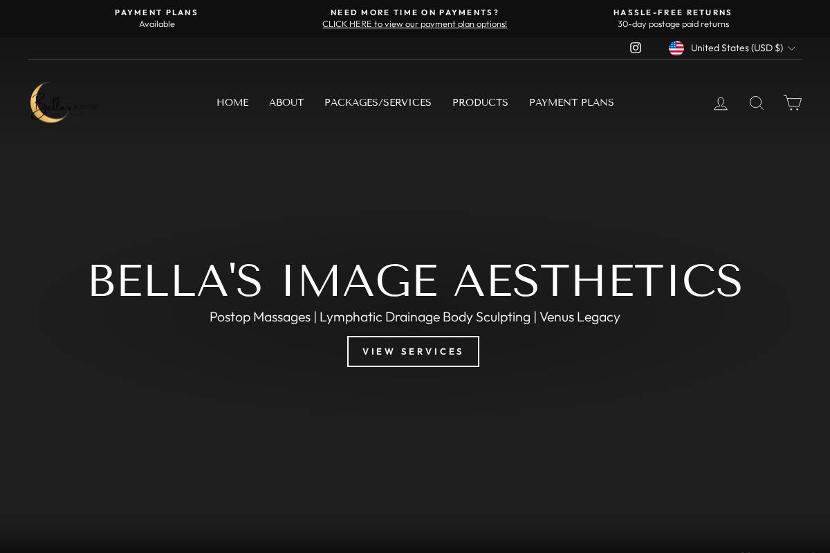 bellasimageaesthetics.net homepage screenshot