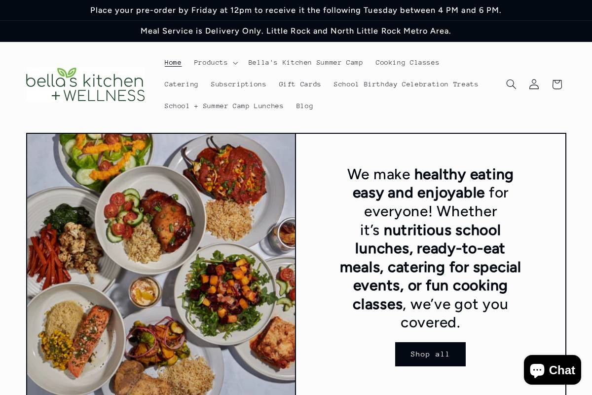 bellaskitchenandwellness.com homepage screenshot