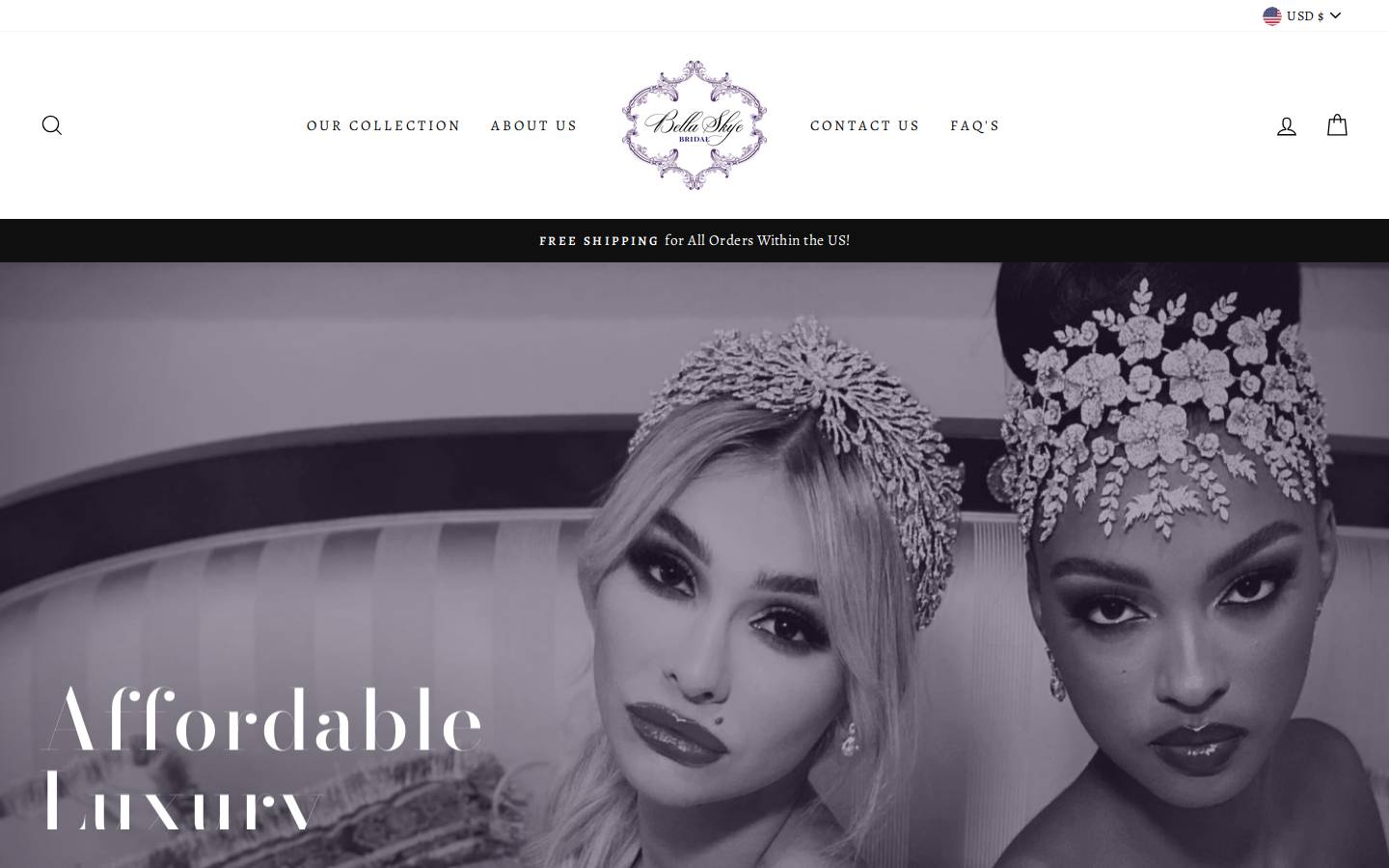 bellaskyebridal.com homepage screenshot