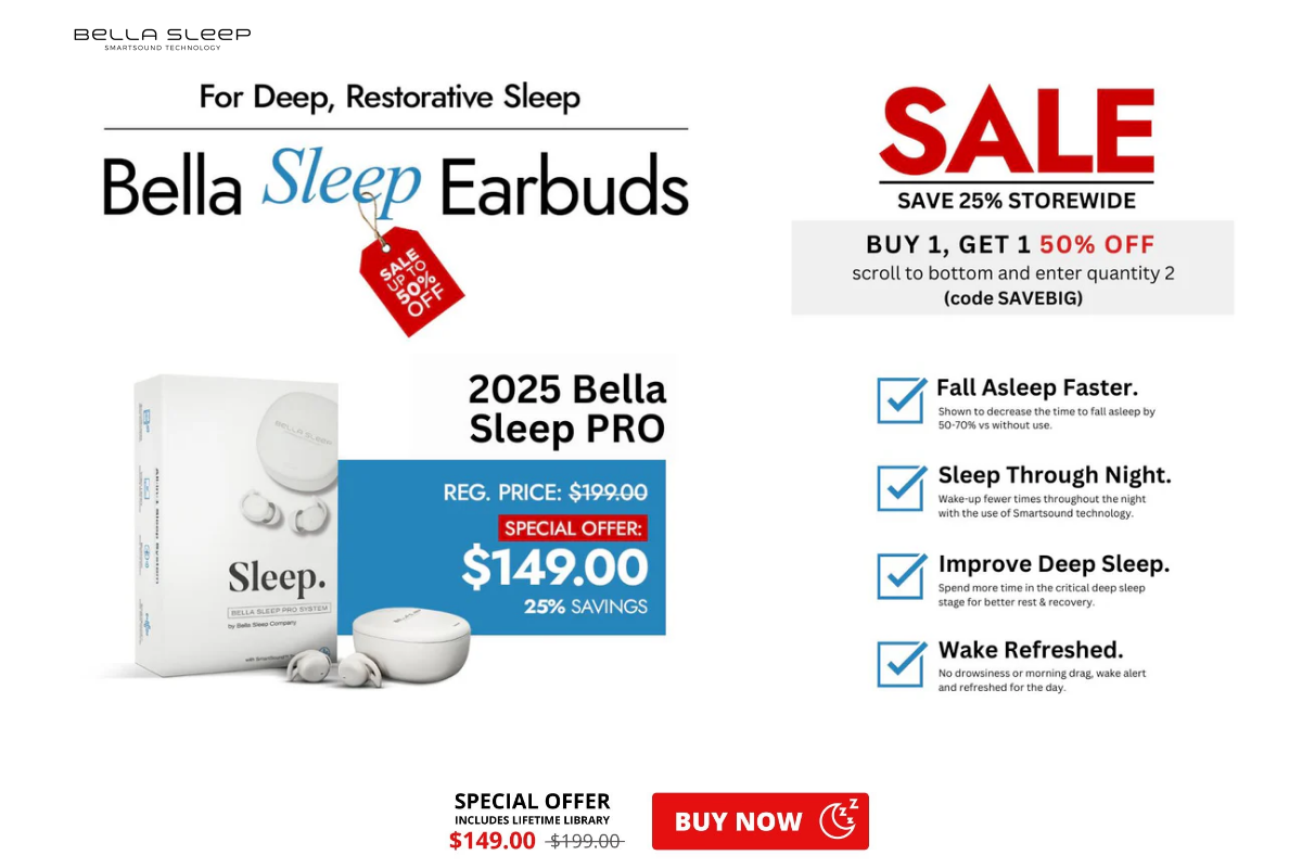 Bella Sleep Company homepage screenshot