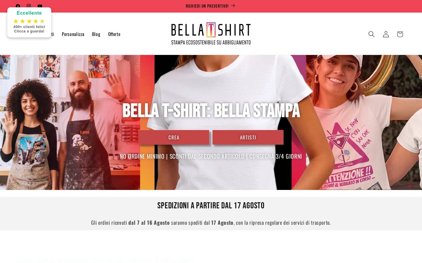 Bellatshirt.it homepage screenshot