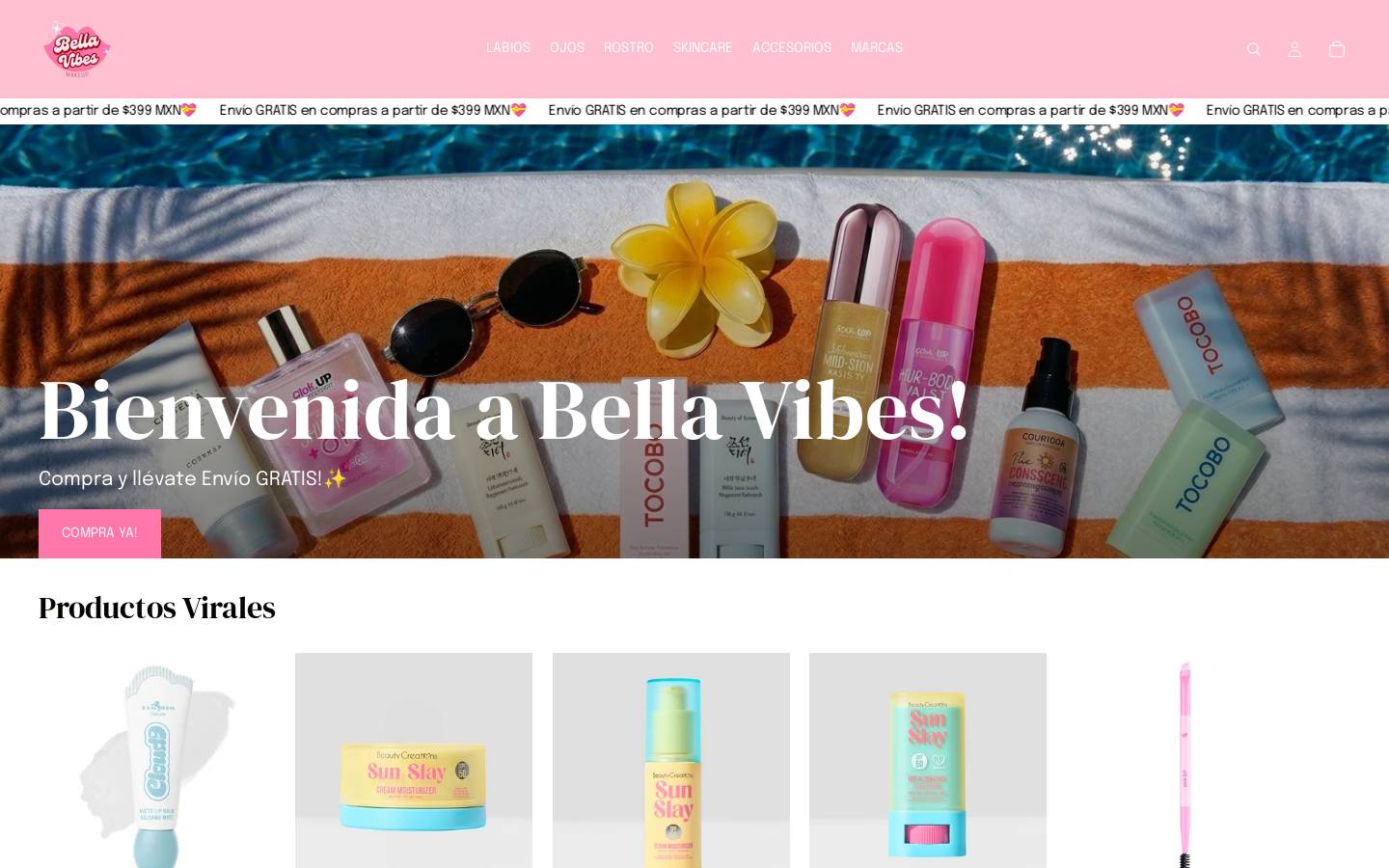 bellavibesmakeup.com homepage screenshot