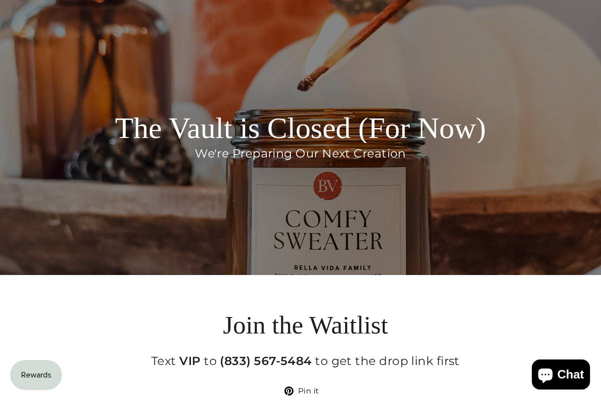 bellavidacandles.com homepage screenshot