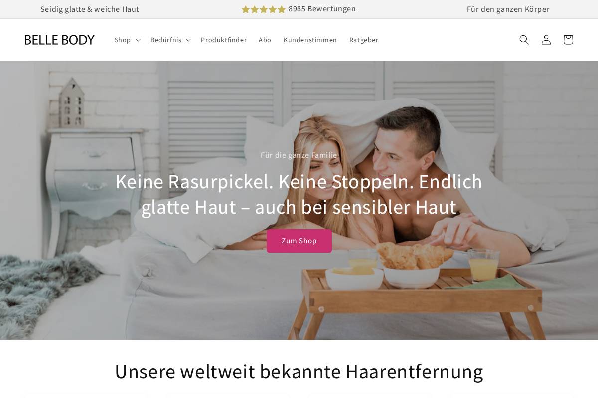 belle-body.de homepage screenshot