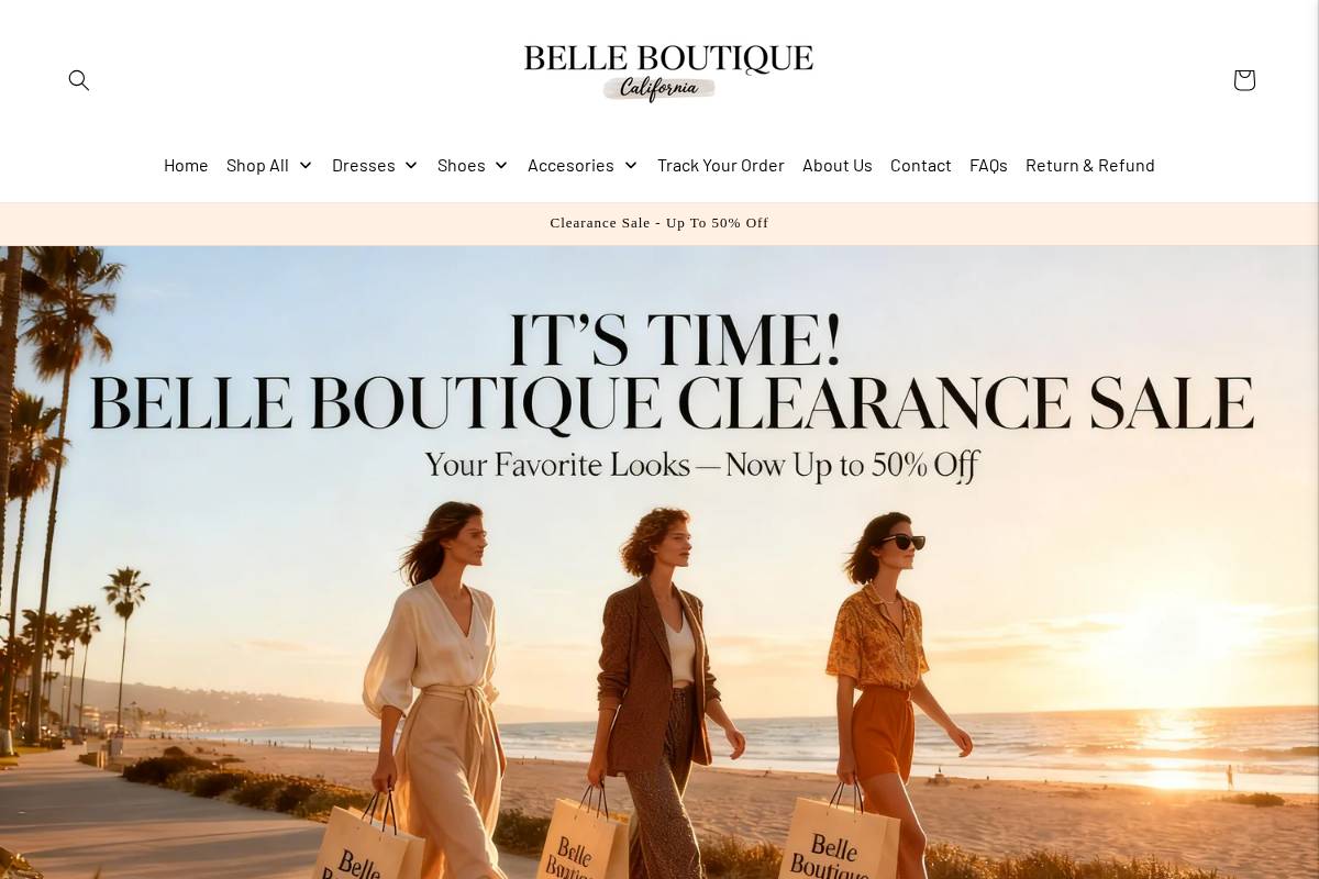 Belle Boutique homepage screenshot