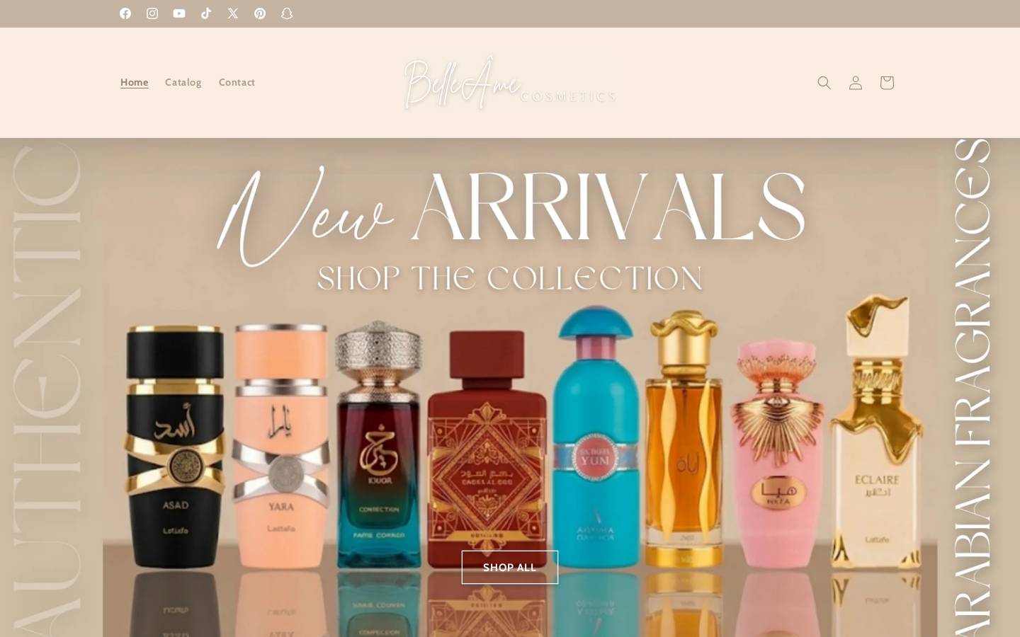 belleamecosmetics.com homepage screenshot