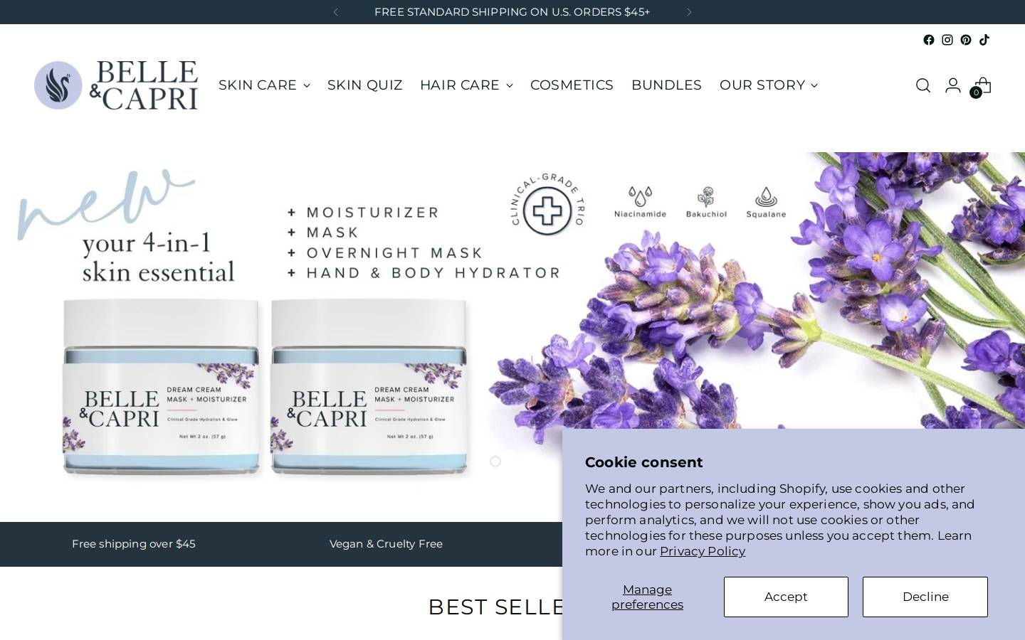 belleandcapri.com homepage screenshot