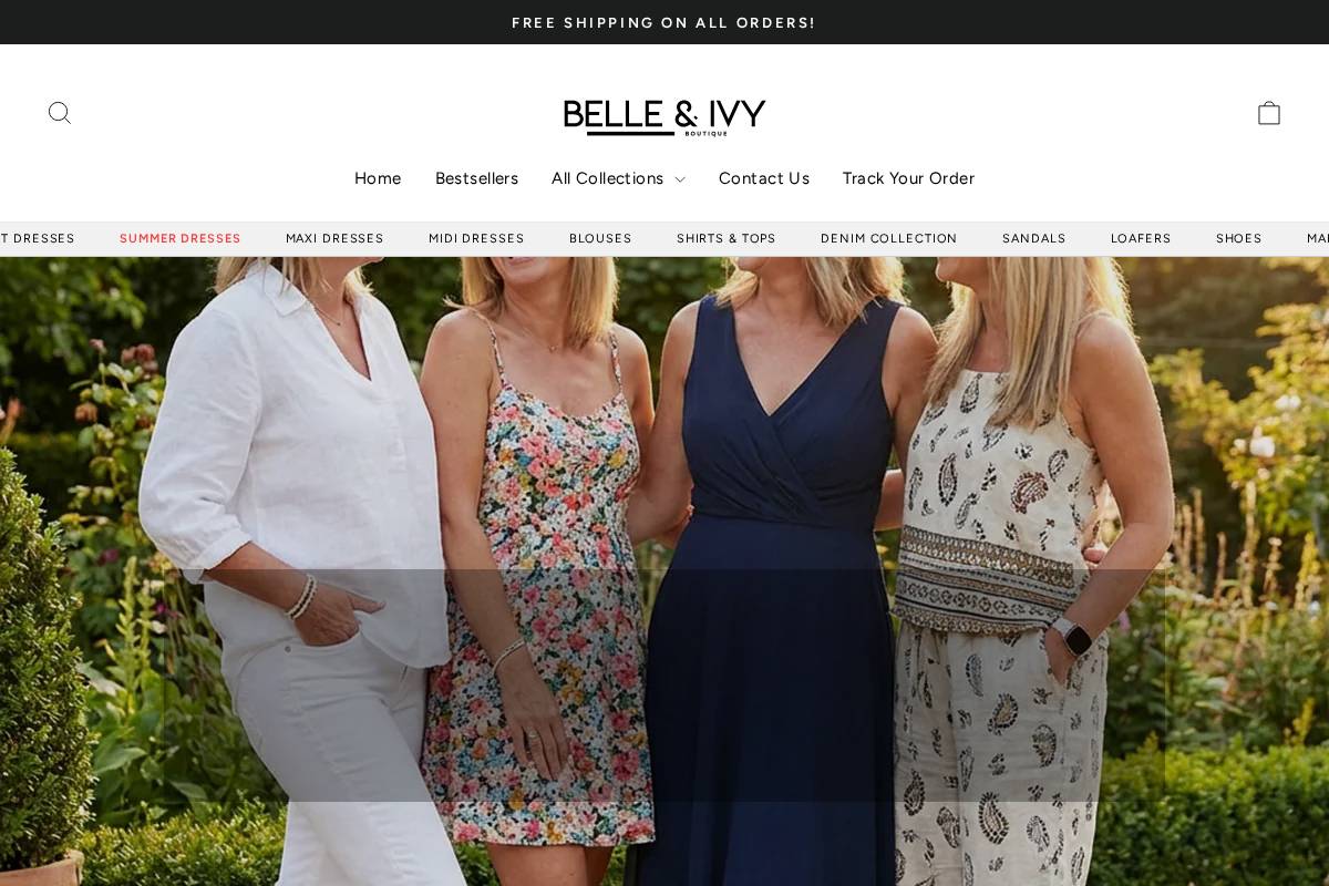 Belleandivyboutique homepage screenshot