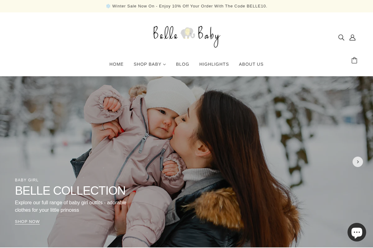 Bellebaby homepage screenshot