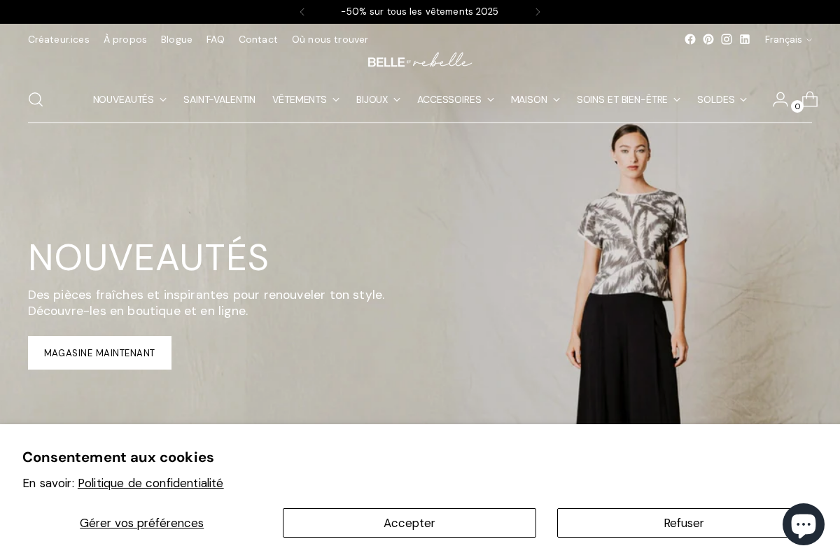 Belle et Rebelle homepage screenshot