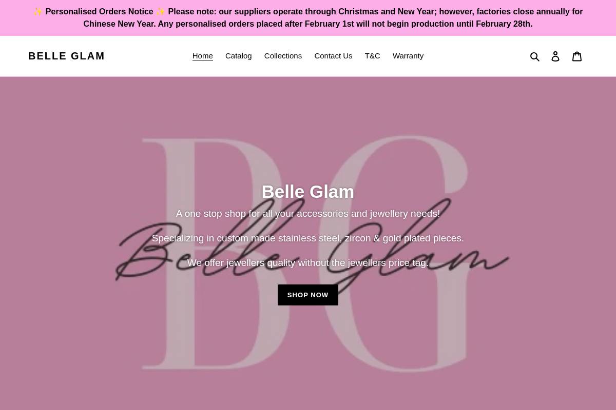 belleglamx.com homepage screenshot