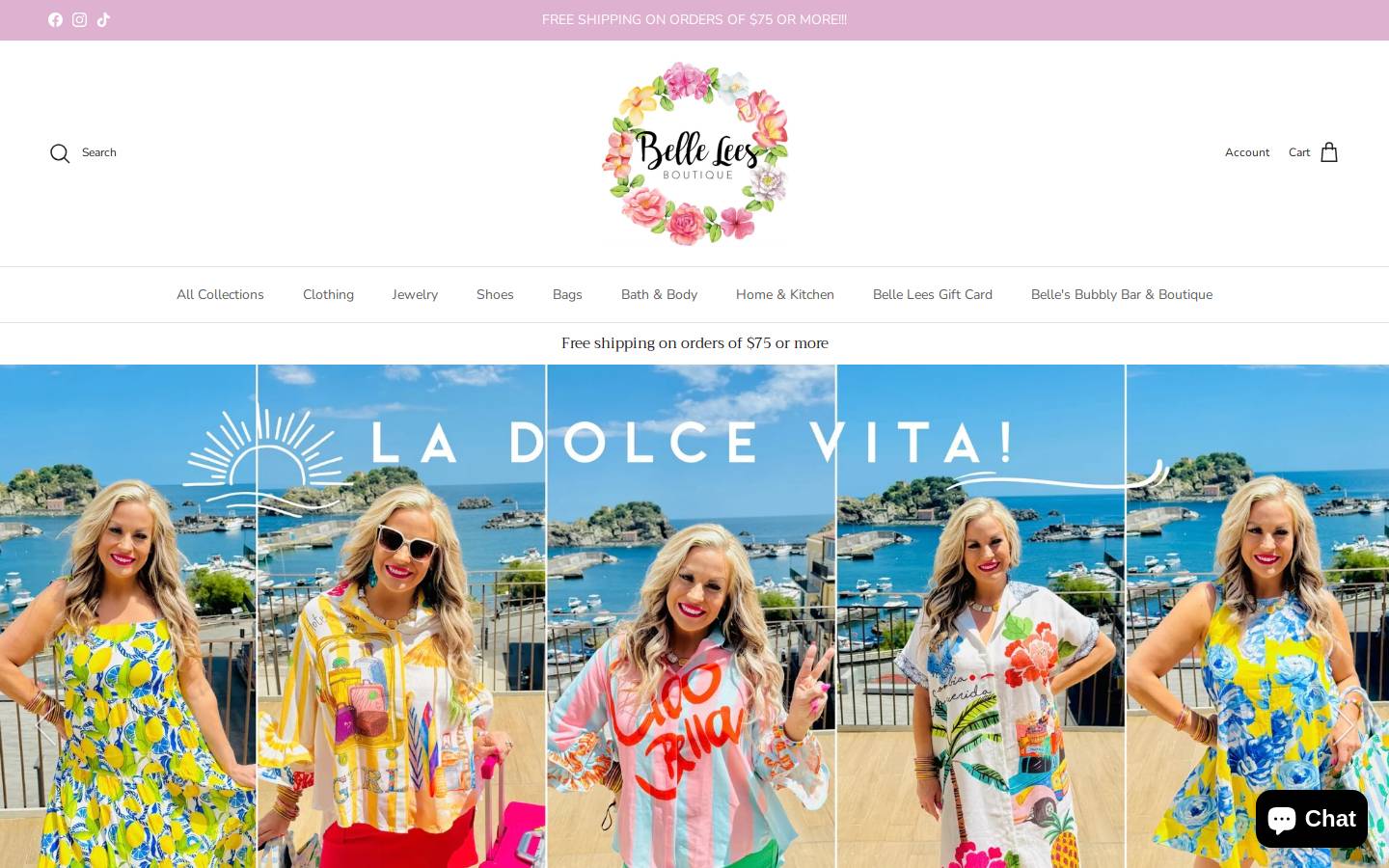 belleleesboutique.com homepage screenshot