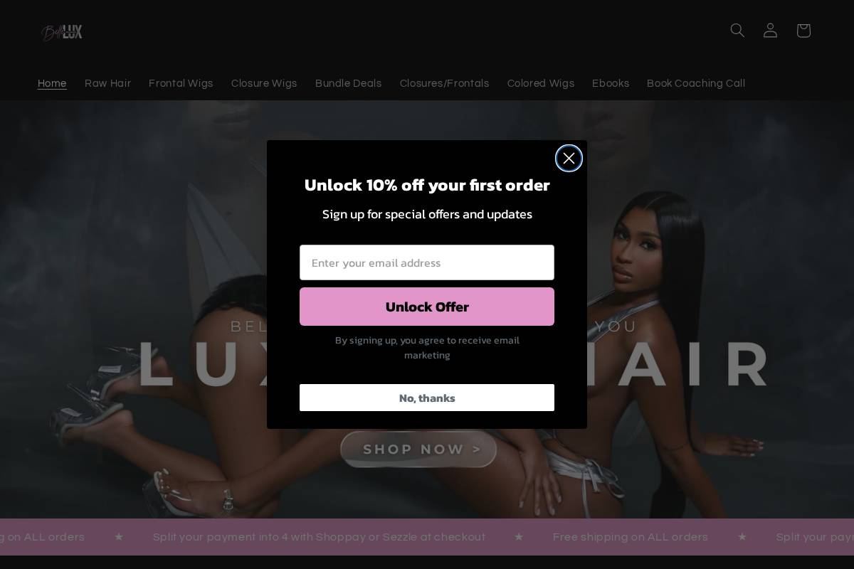 belleluxbundles.com homepage screenshot