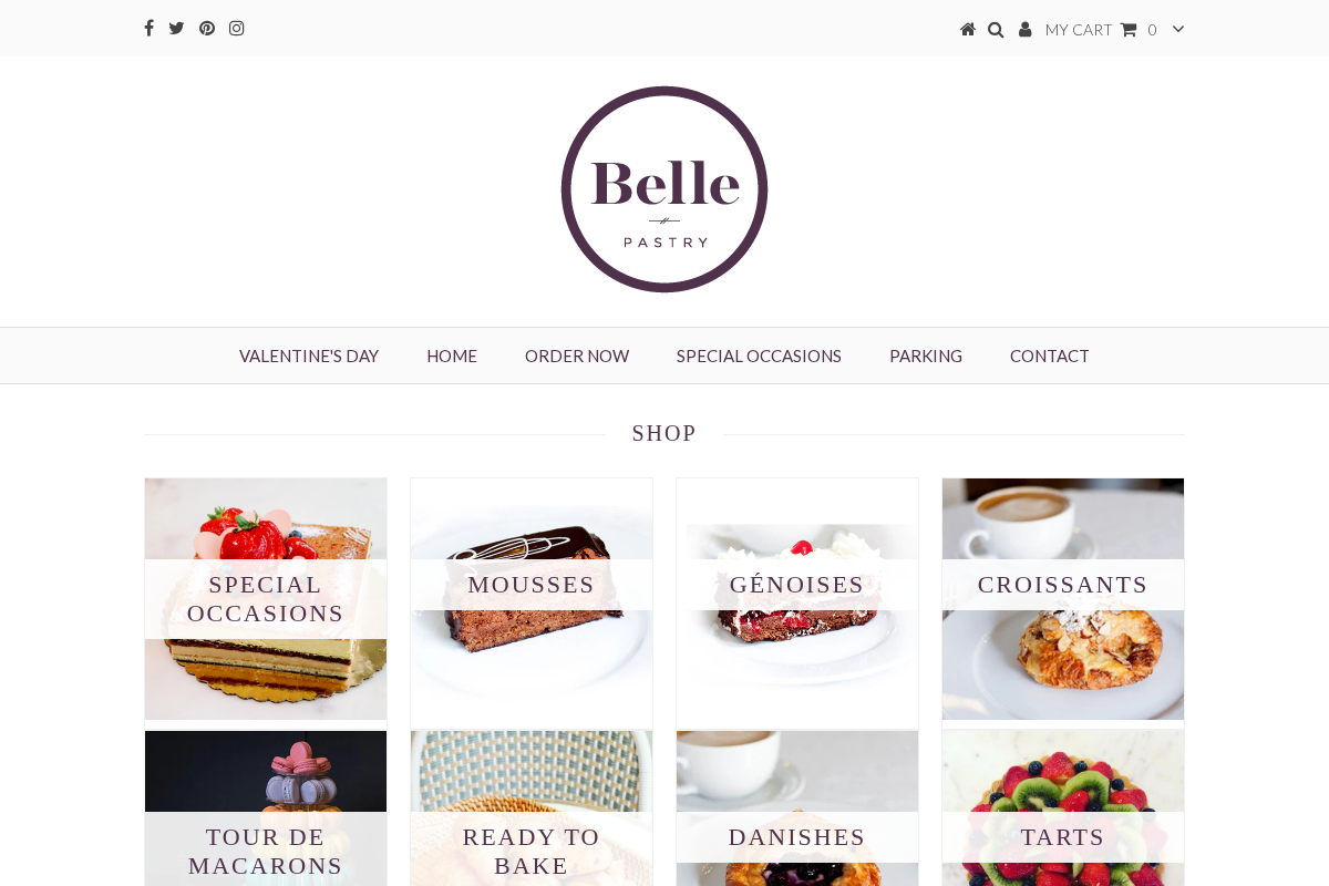 Belle Pastry homepage screenshot