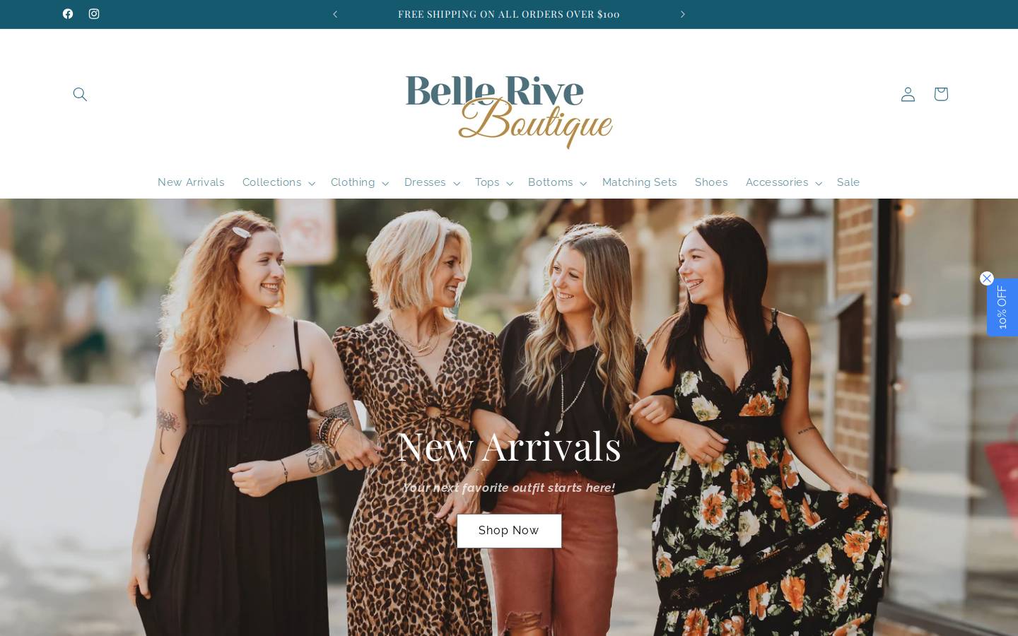 belleriveboutique.com homepage screenshot