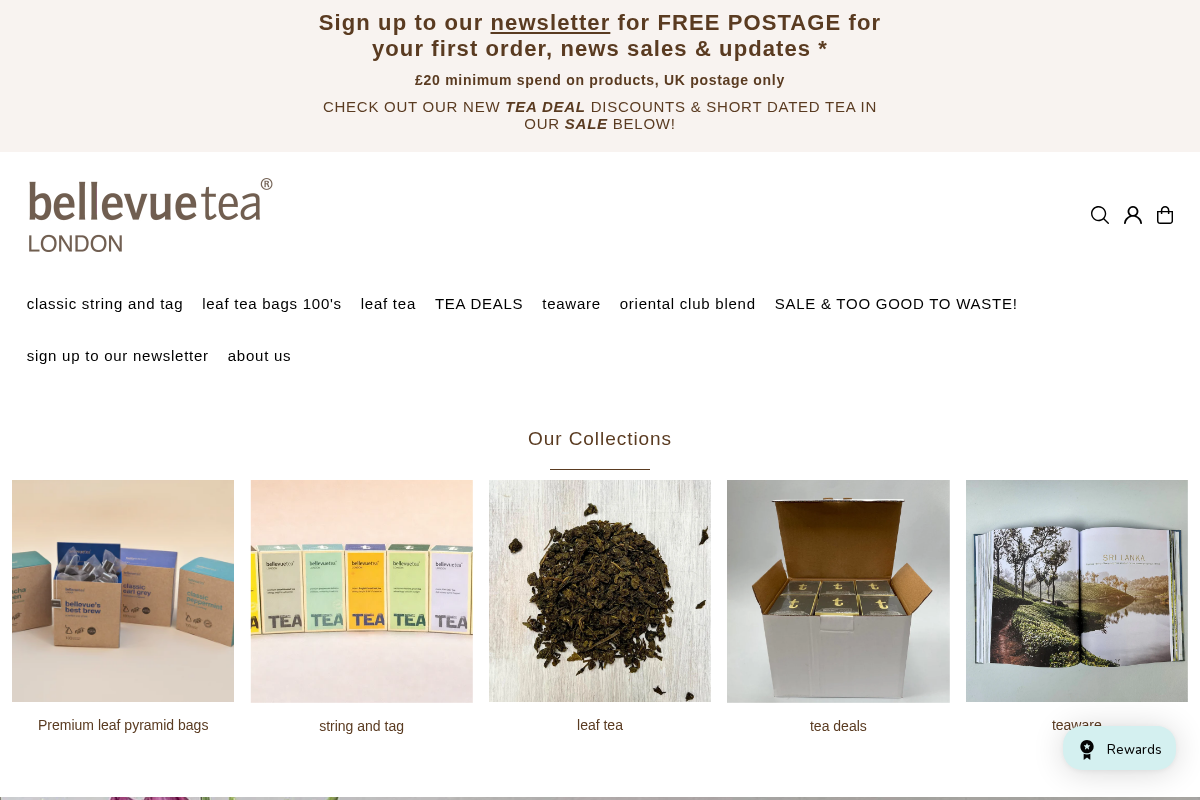 Bellevue Tea homepage screenshot