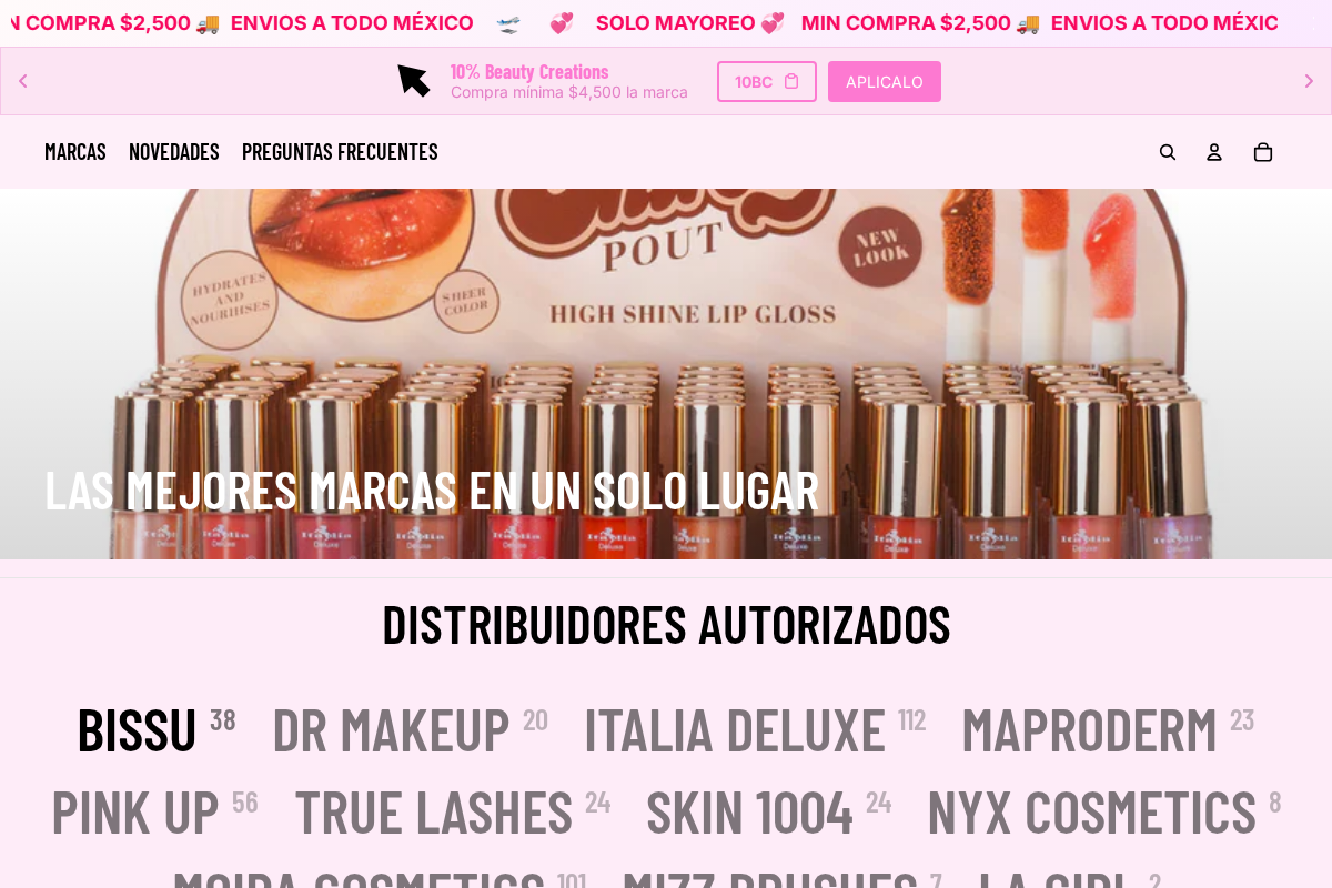 Belleza al Mayoreo homepage screenshot