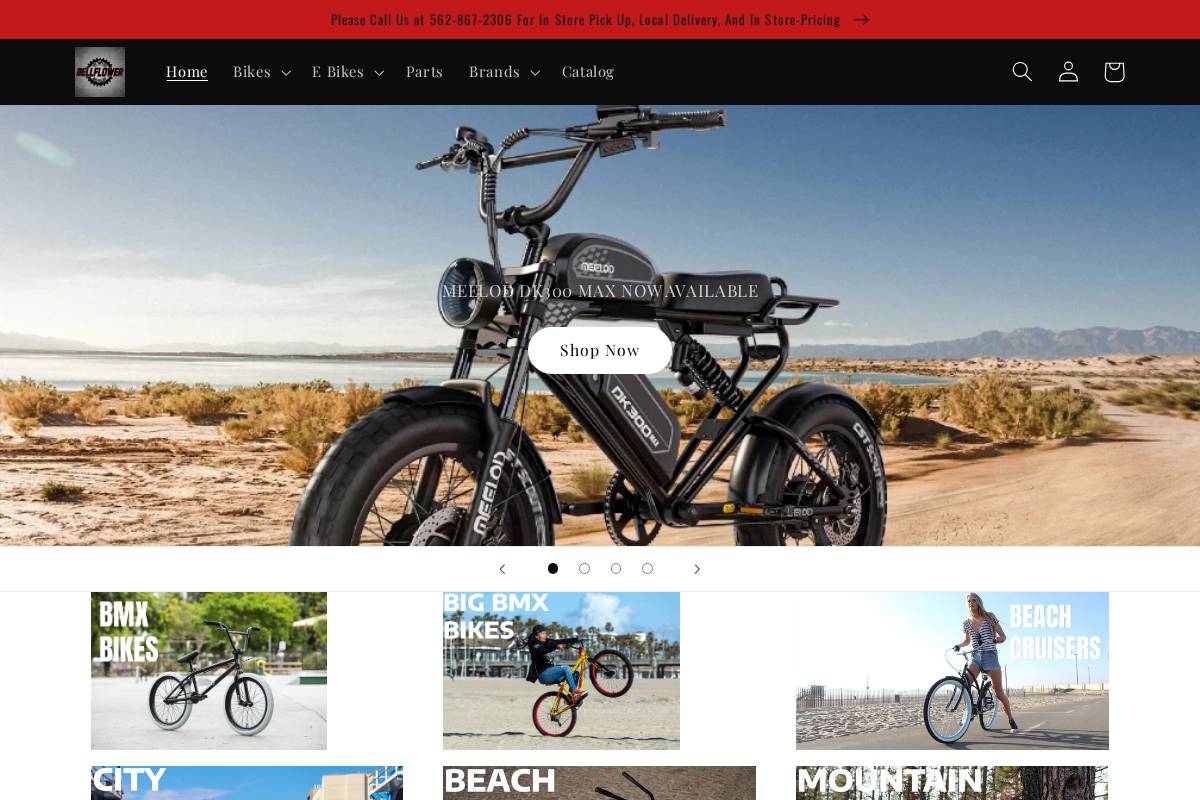 bellflowerbicycles.com homepage screenshot