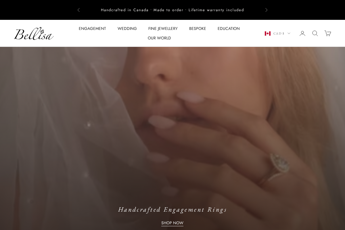Bellisa Jewellery homepage screenshot
