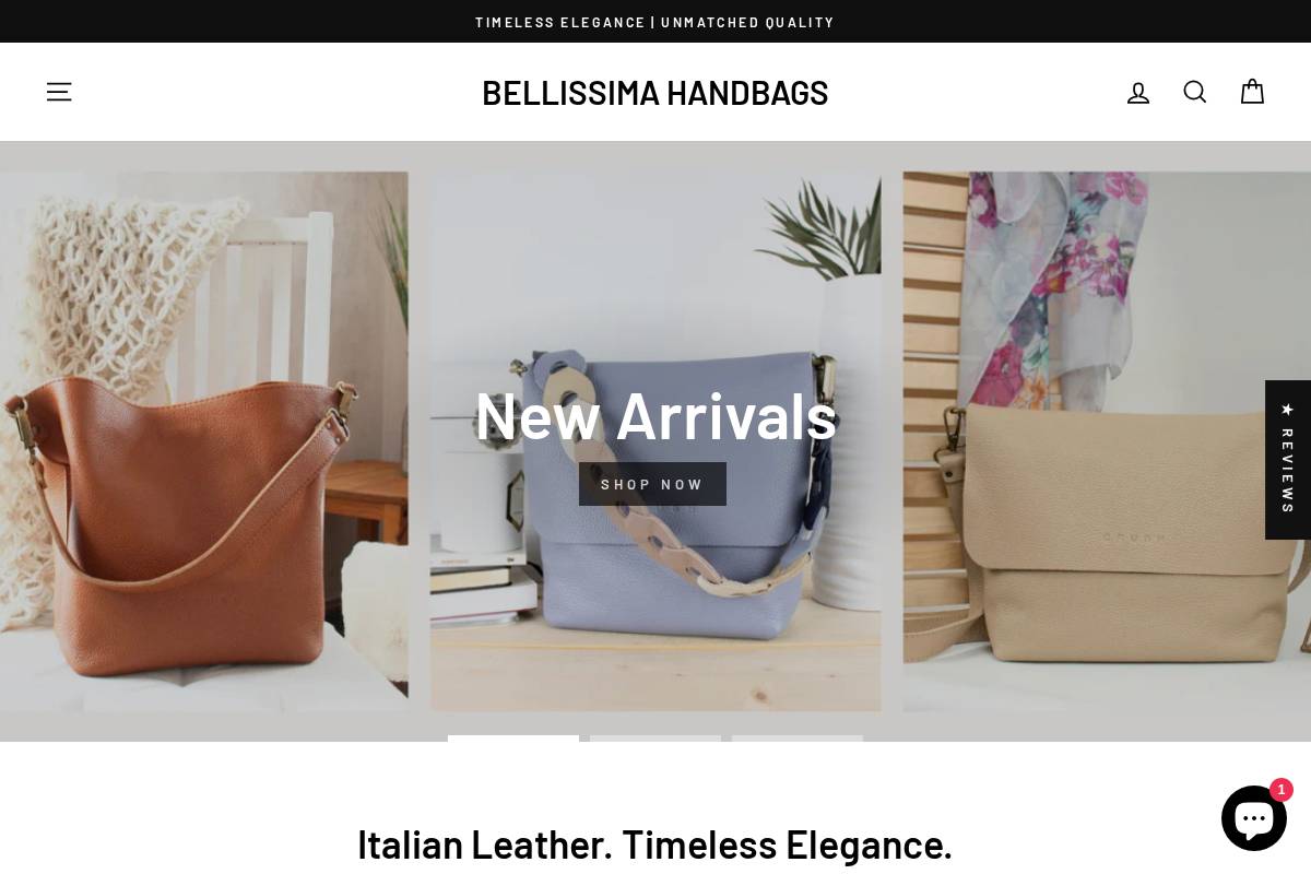 bellissimahandbagsusa.com homepage screenshot