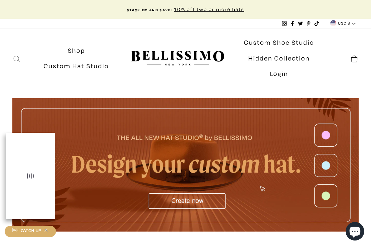 bellissimohats.com homepage screenshot
