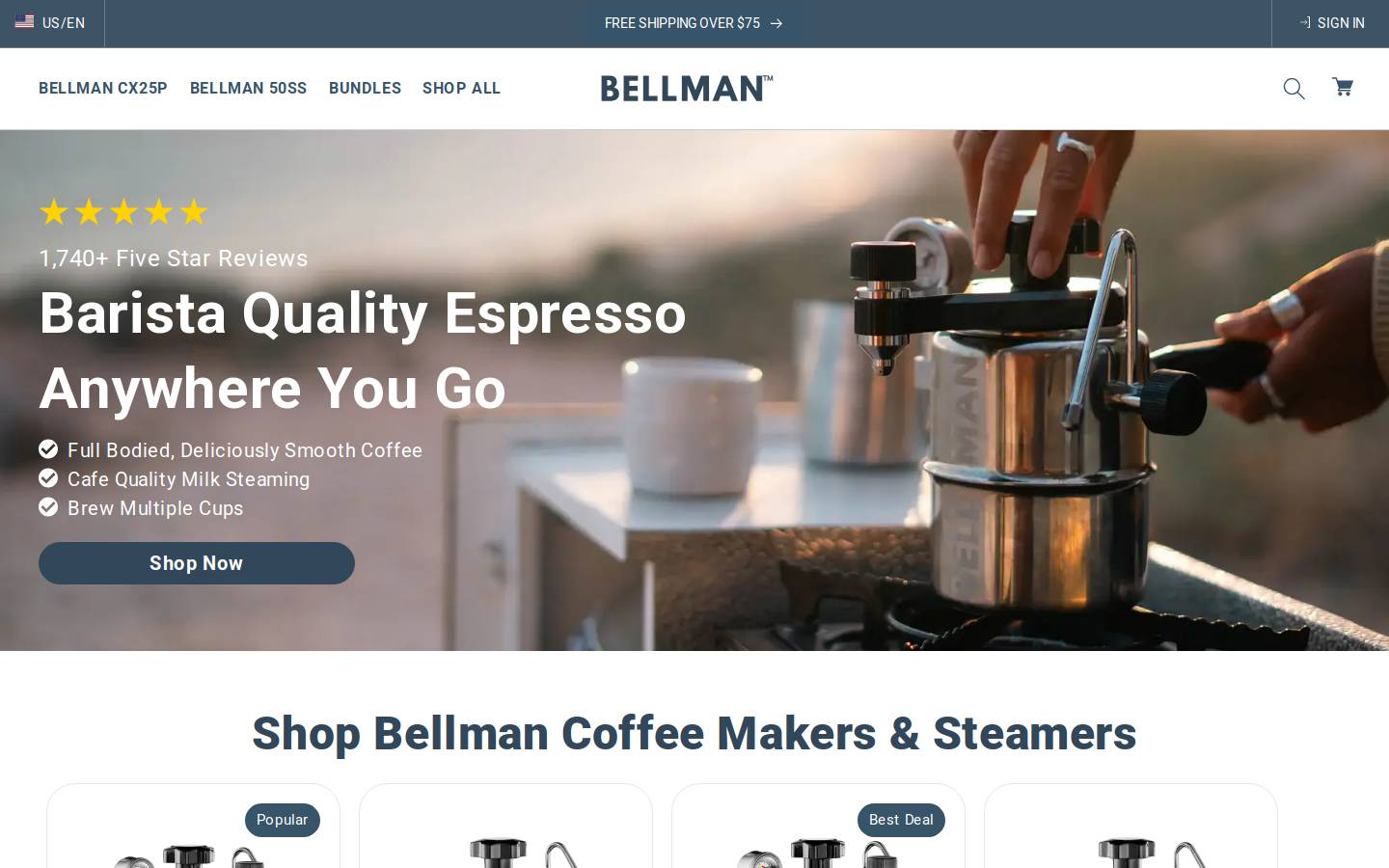 bellmanespresso.com homepage screenshot