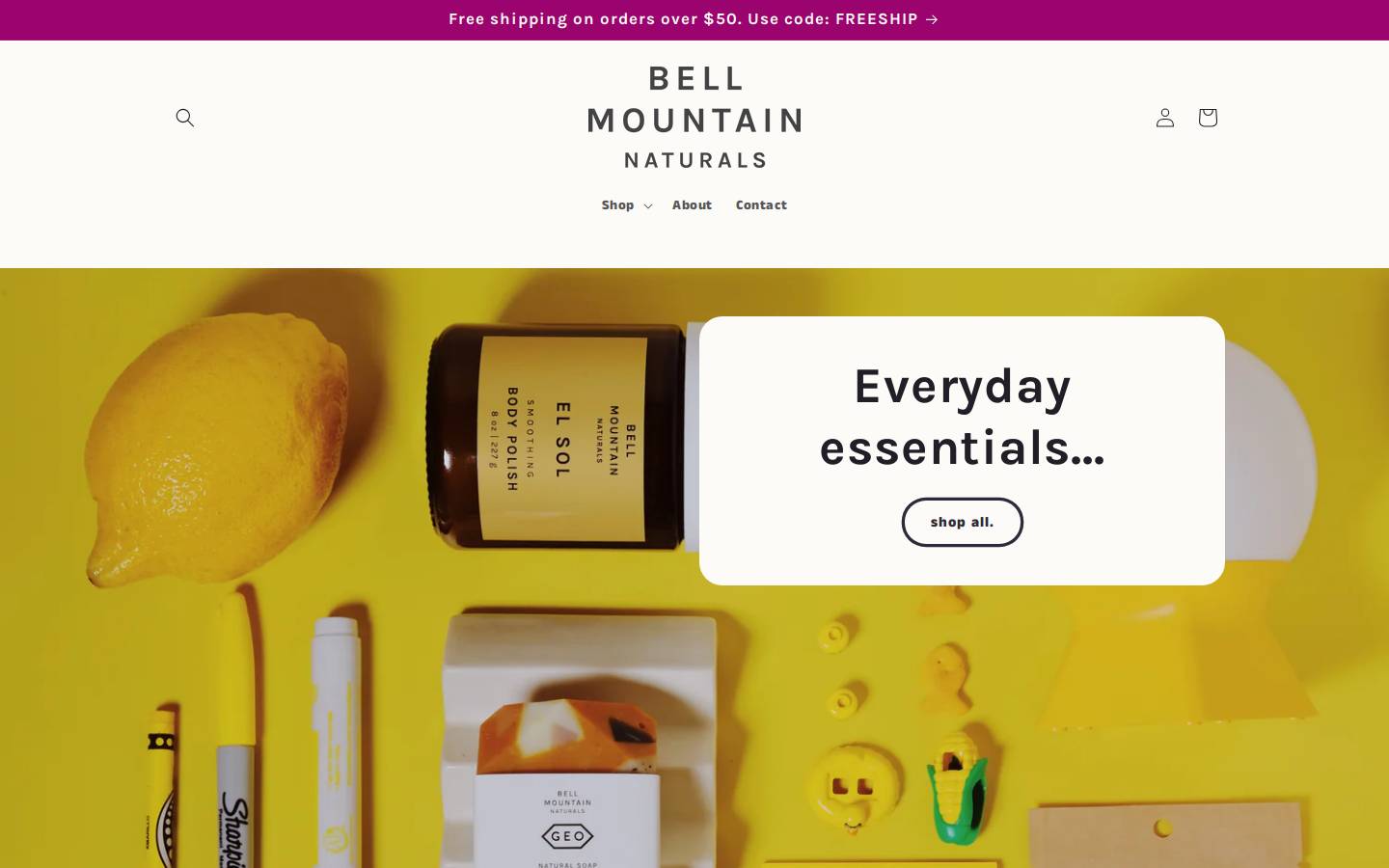 bellmountainnaturals.com homepage screenshot