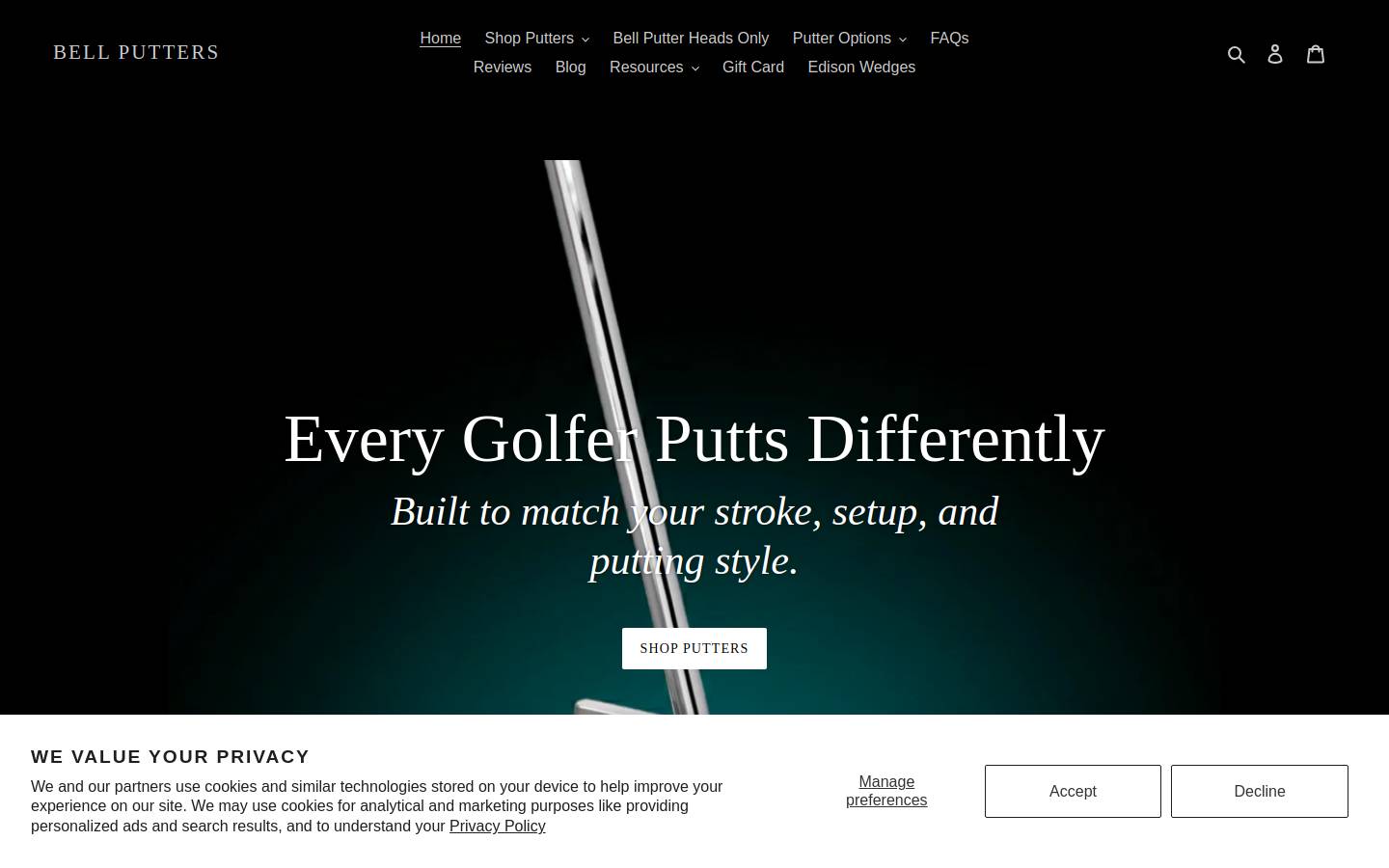 bellputters.com homepage screenshot