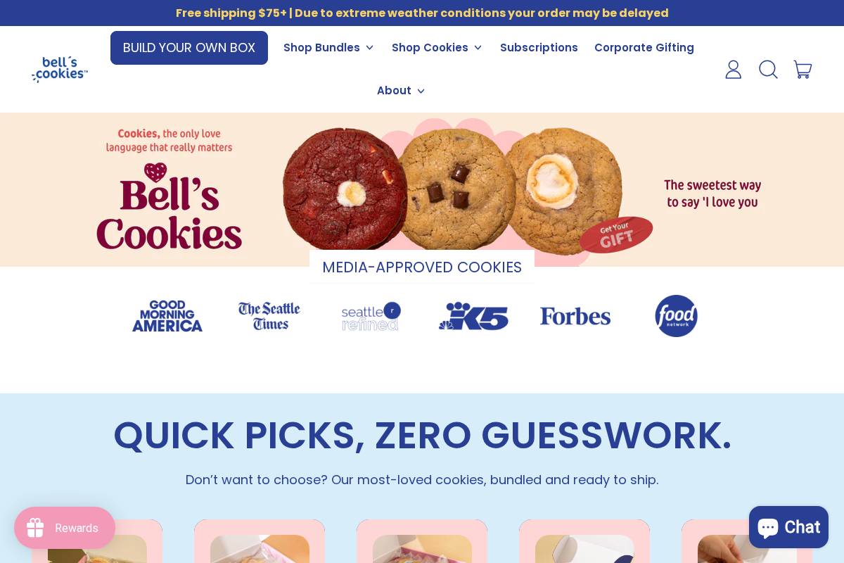 bellscookies.com homepage screenshot