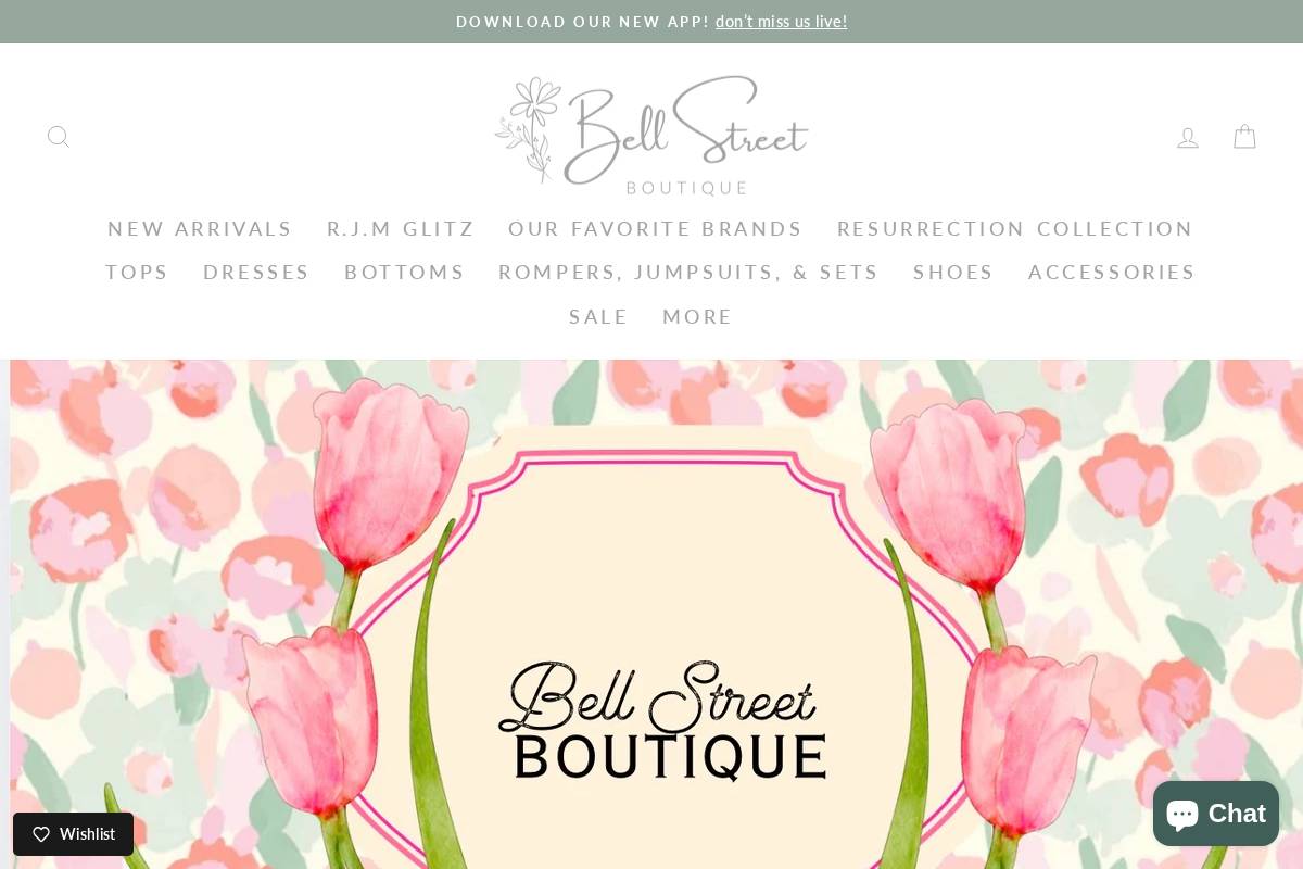 bellstboutique.com homepage screenshot