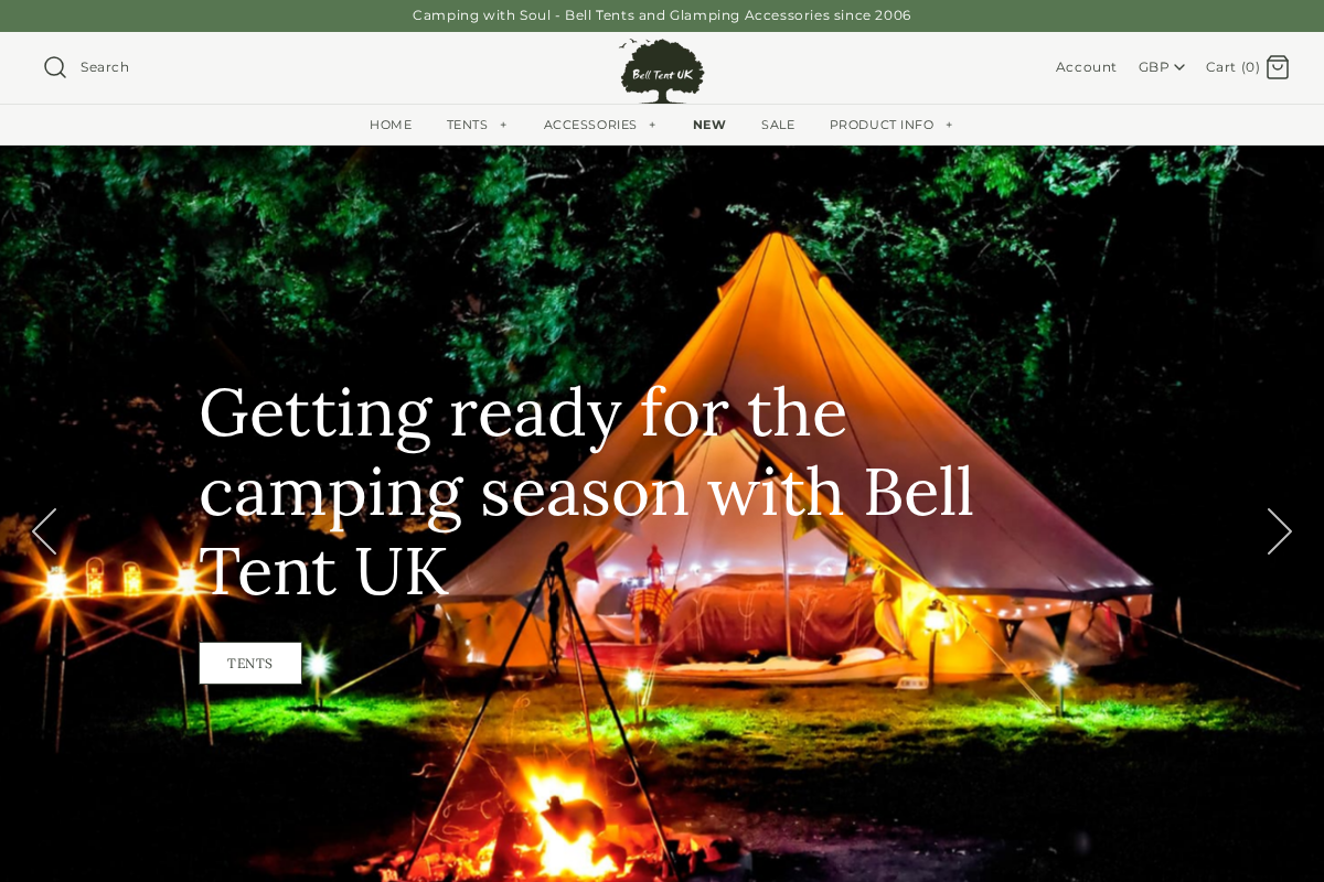 Bell Tent UK homepage screenshot
