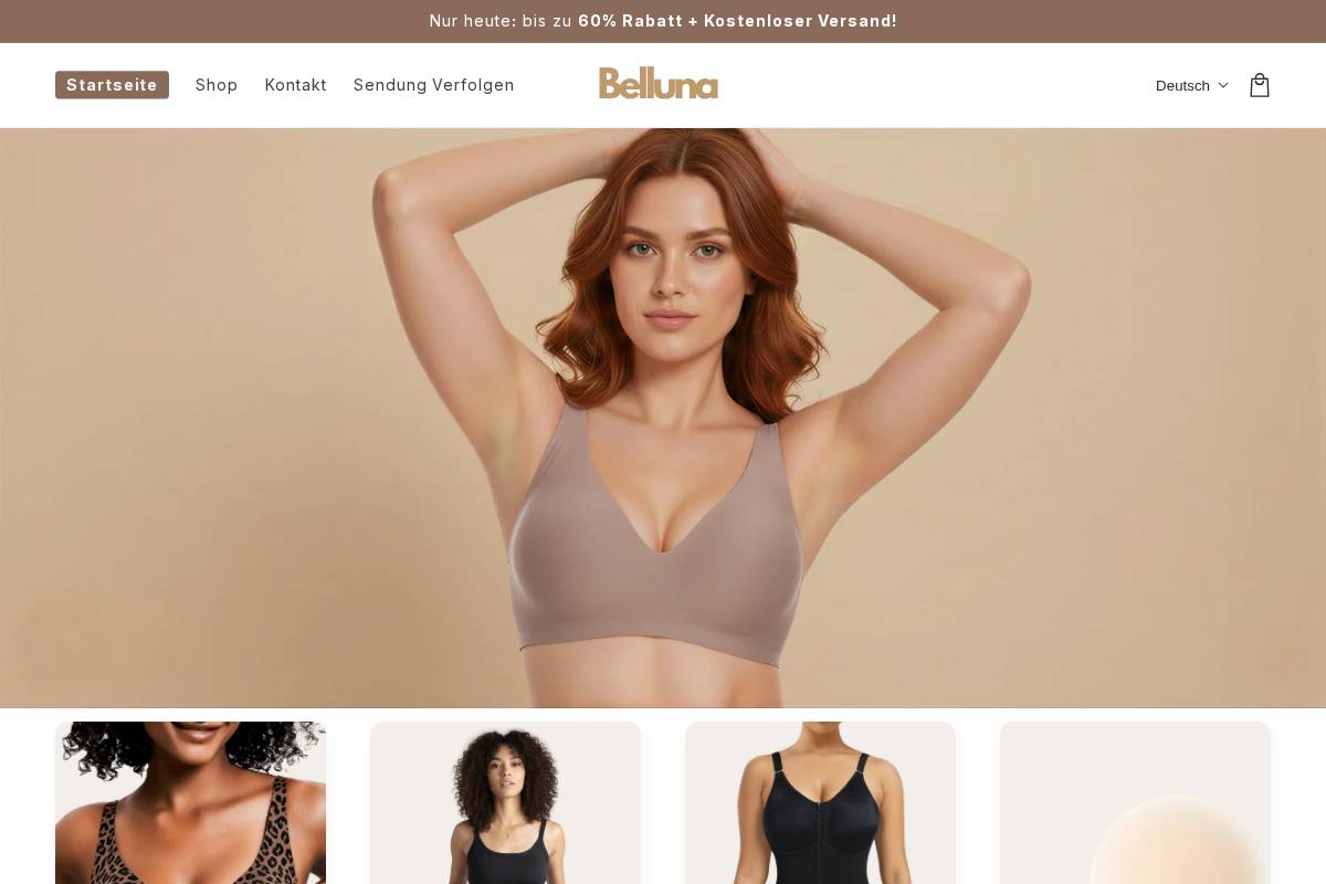 Bellunashop homepage screenshot