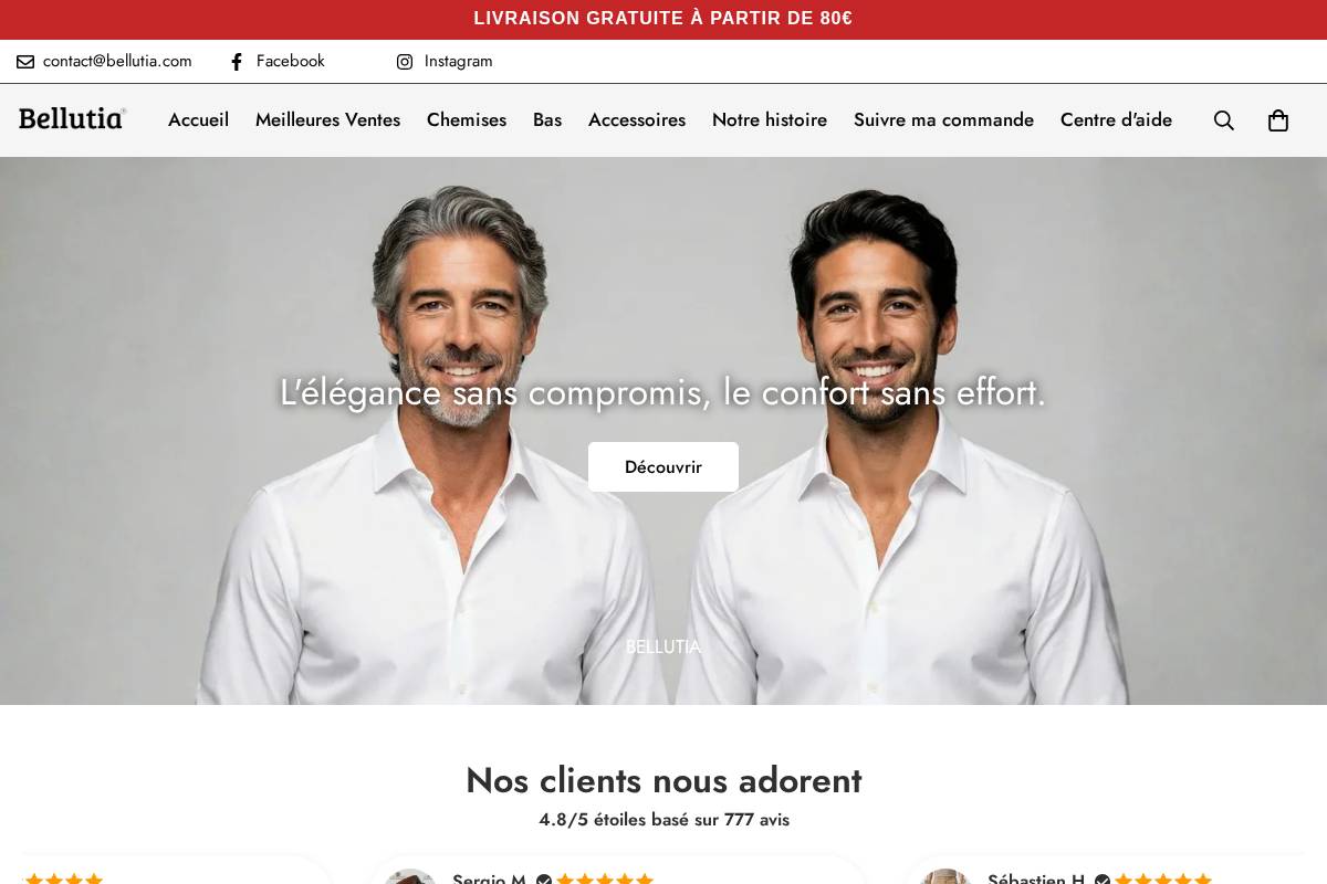 bellutia.com homepage screenshot
