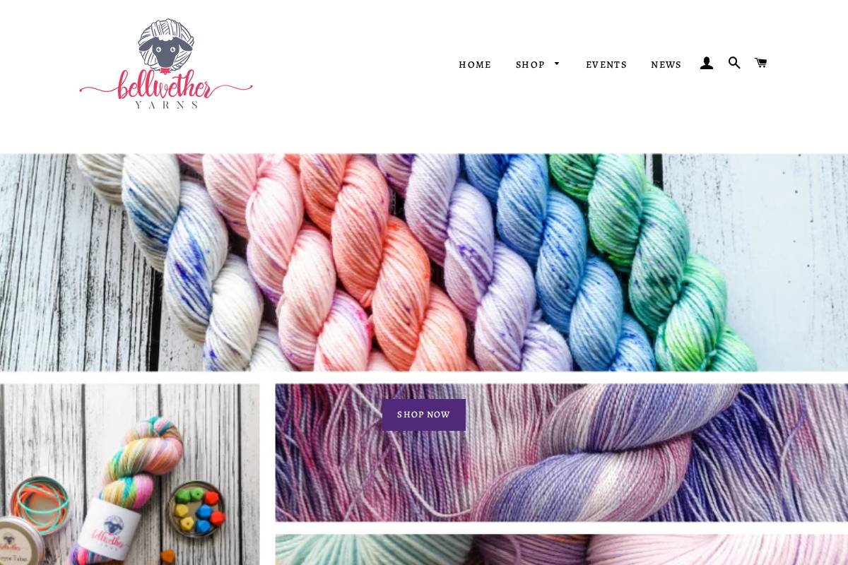 bellwetheryarns.com homepage screenshot