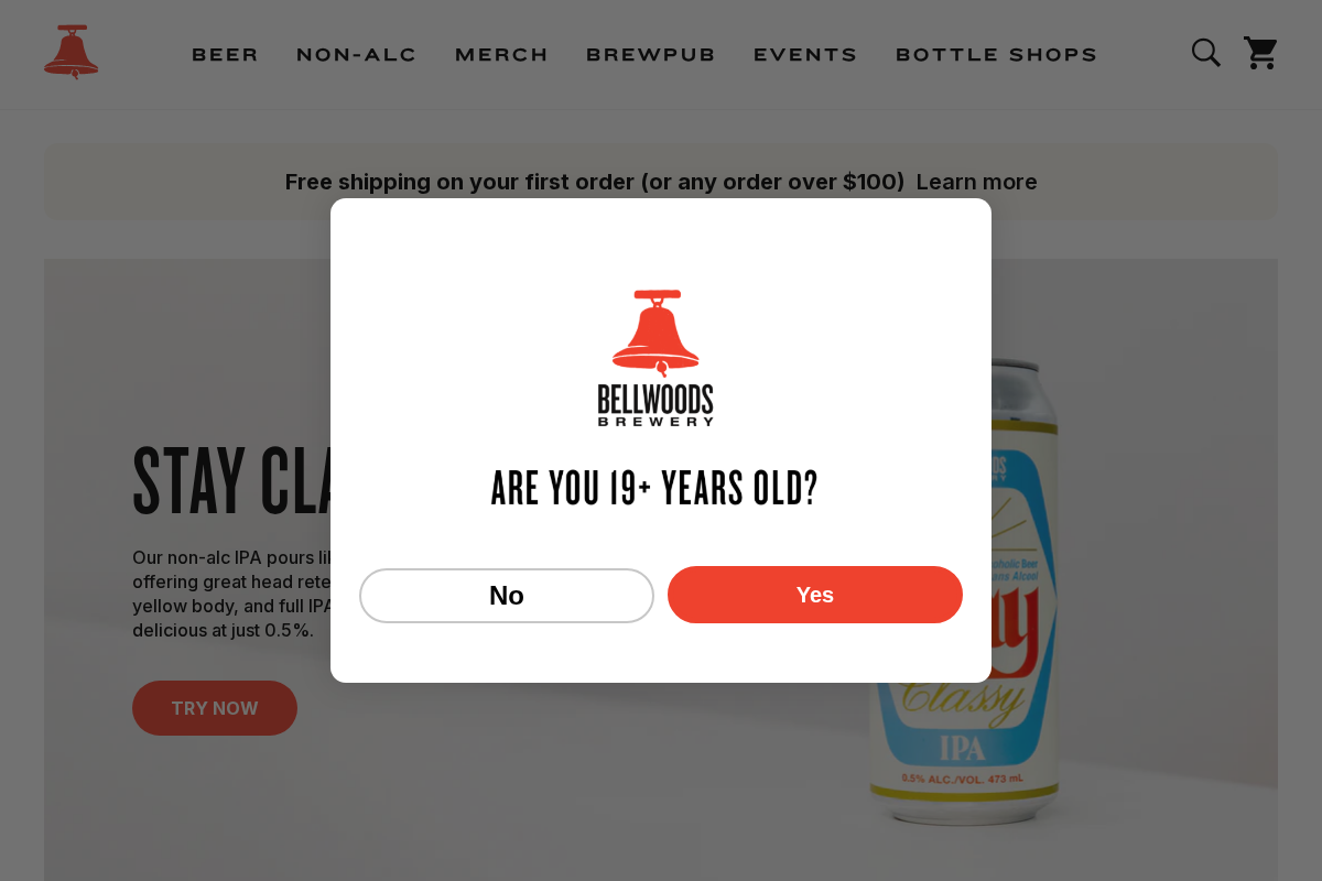 Bellwoods Brewery homepage screenshot