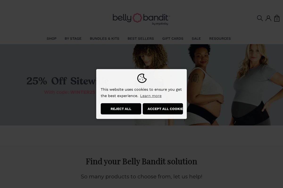 Belly Bandit homepage screenshot